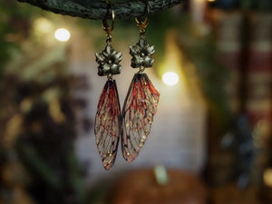 Earrings Flower - gold, red