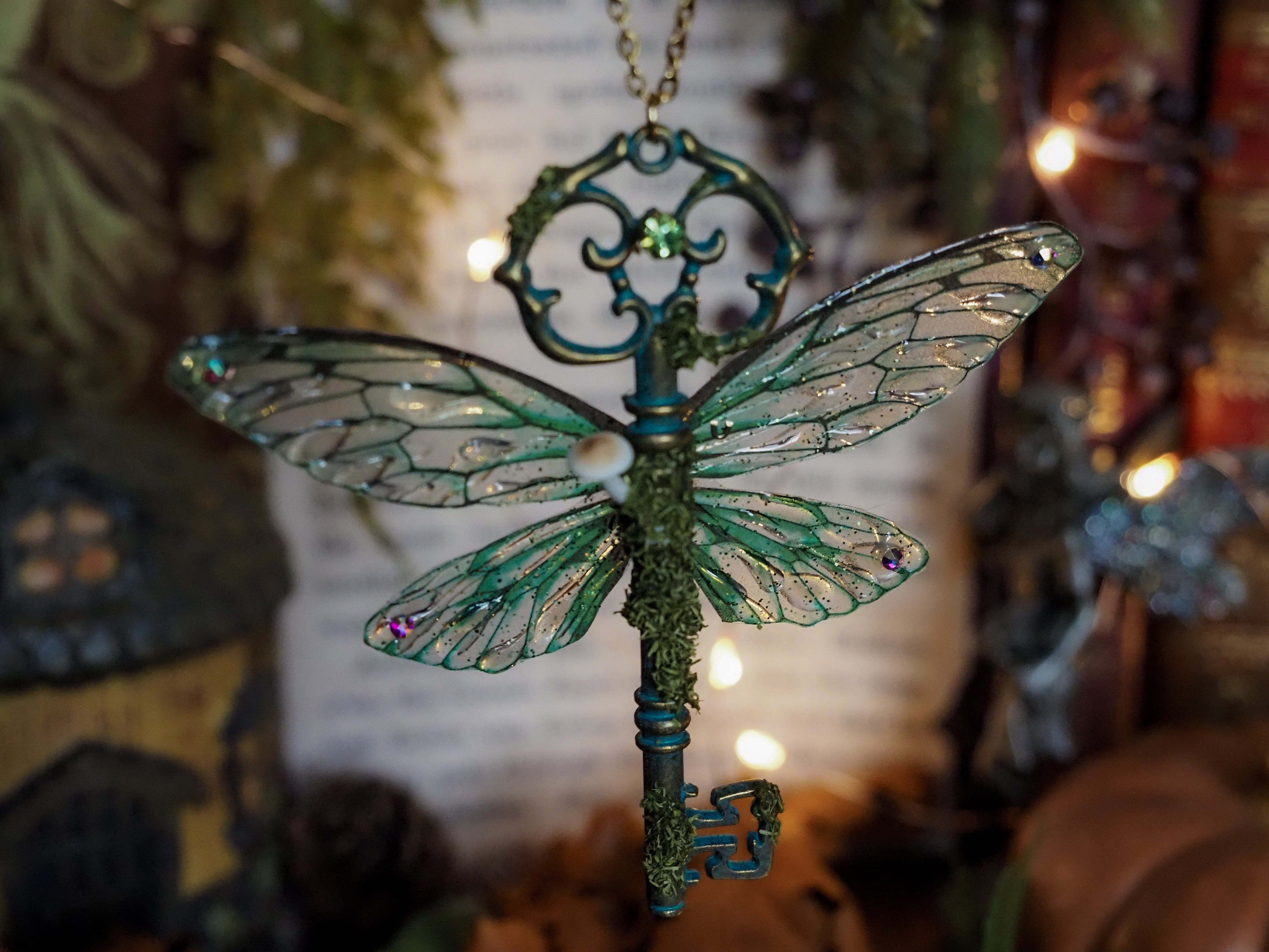 OOAK Flying Key - Whimsical Forest