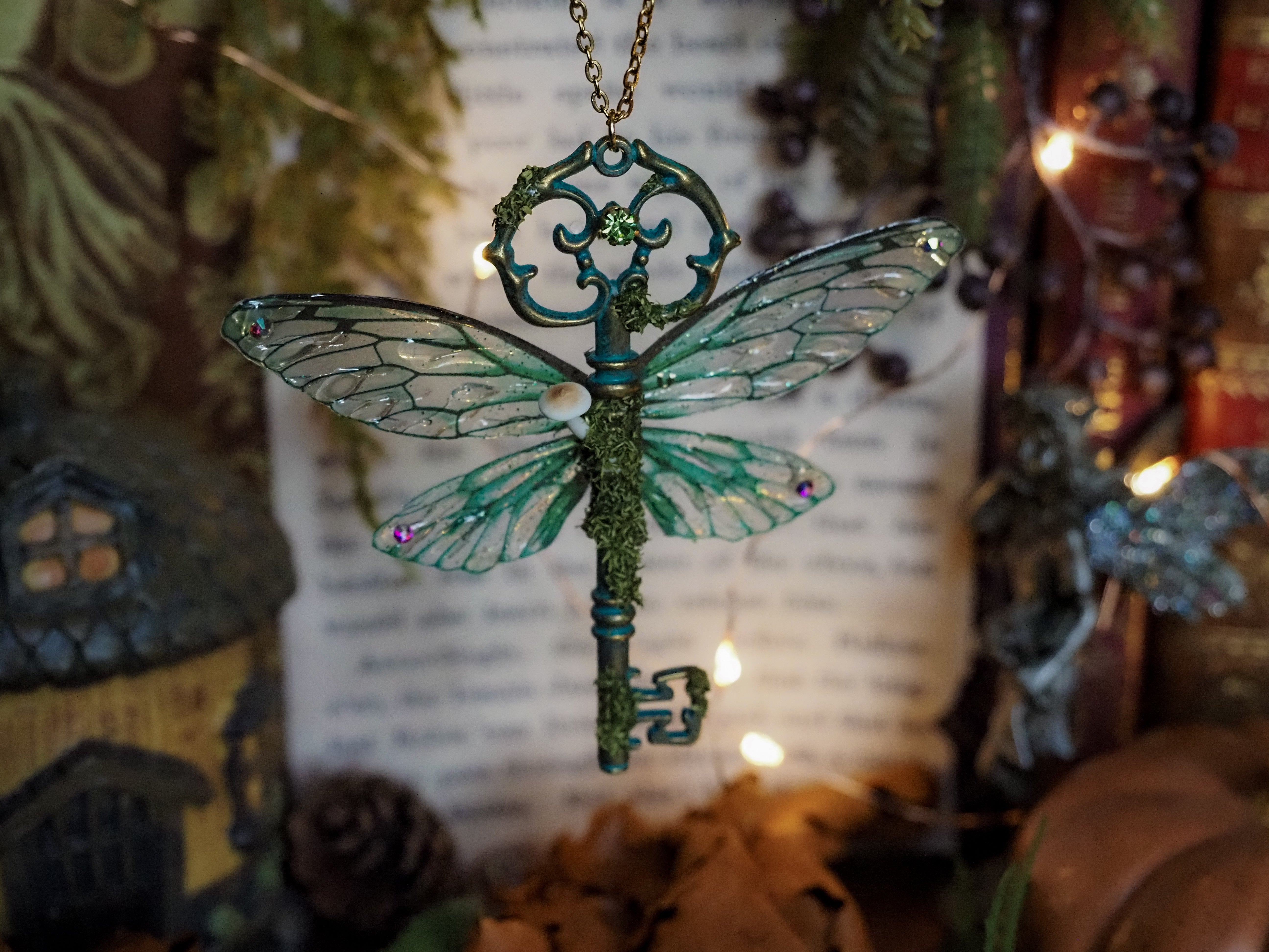 OOAK Flying Key - Whimsical Forest