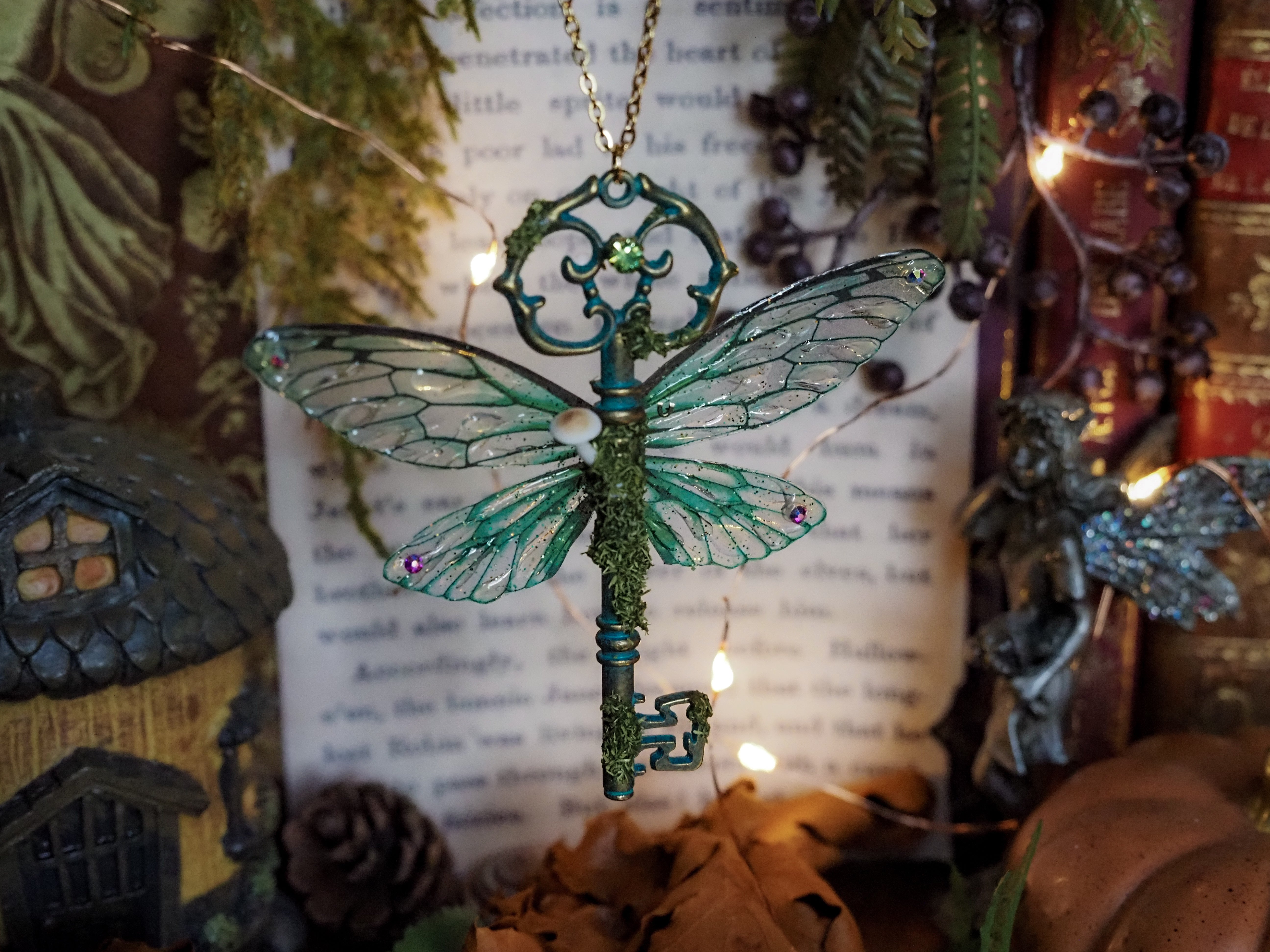 OOAK Flying Key - Whimsical Forest