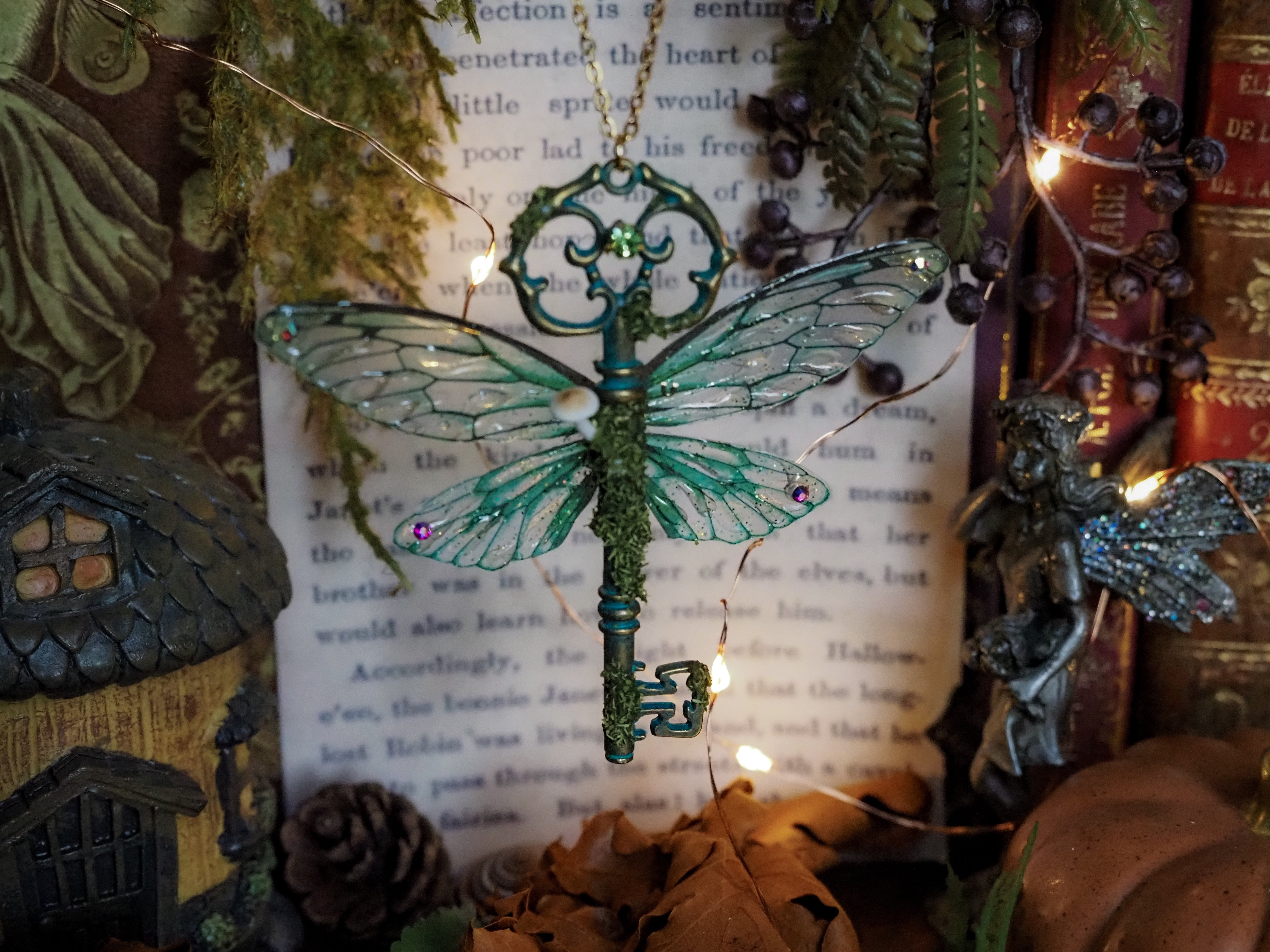 OOAK Flying Key - Whimsical Forest