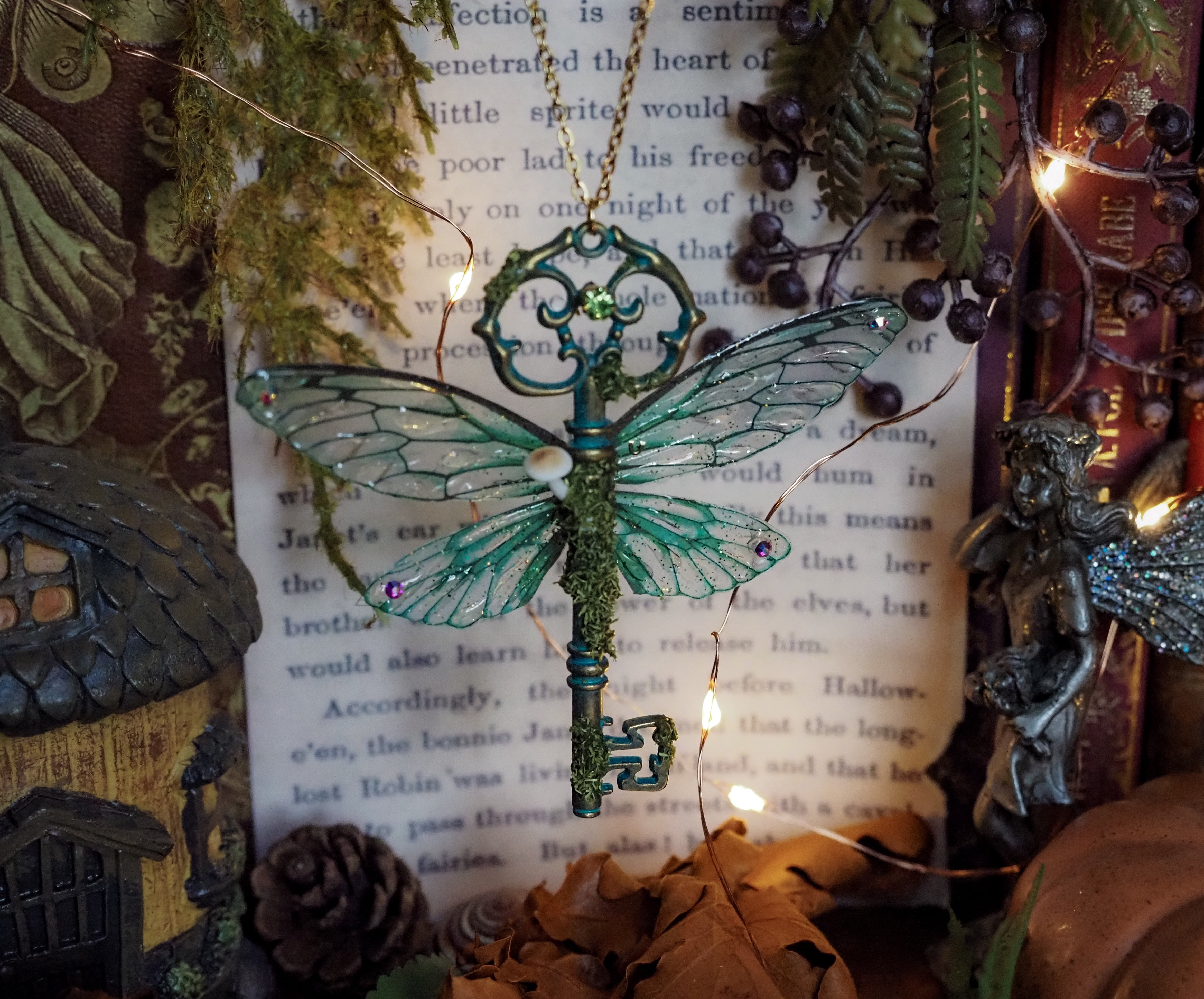 OOAK Flying Key - Whimsical Forest