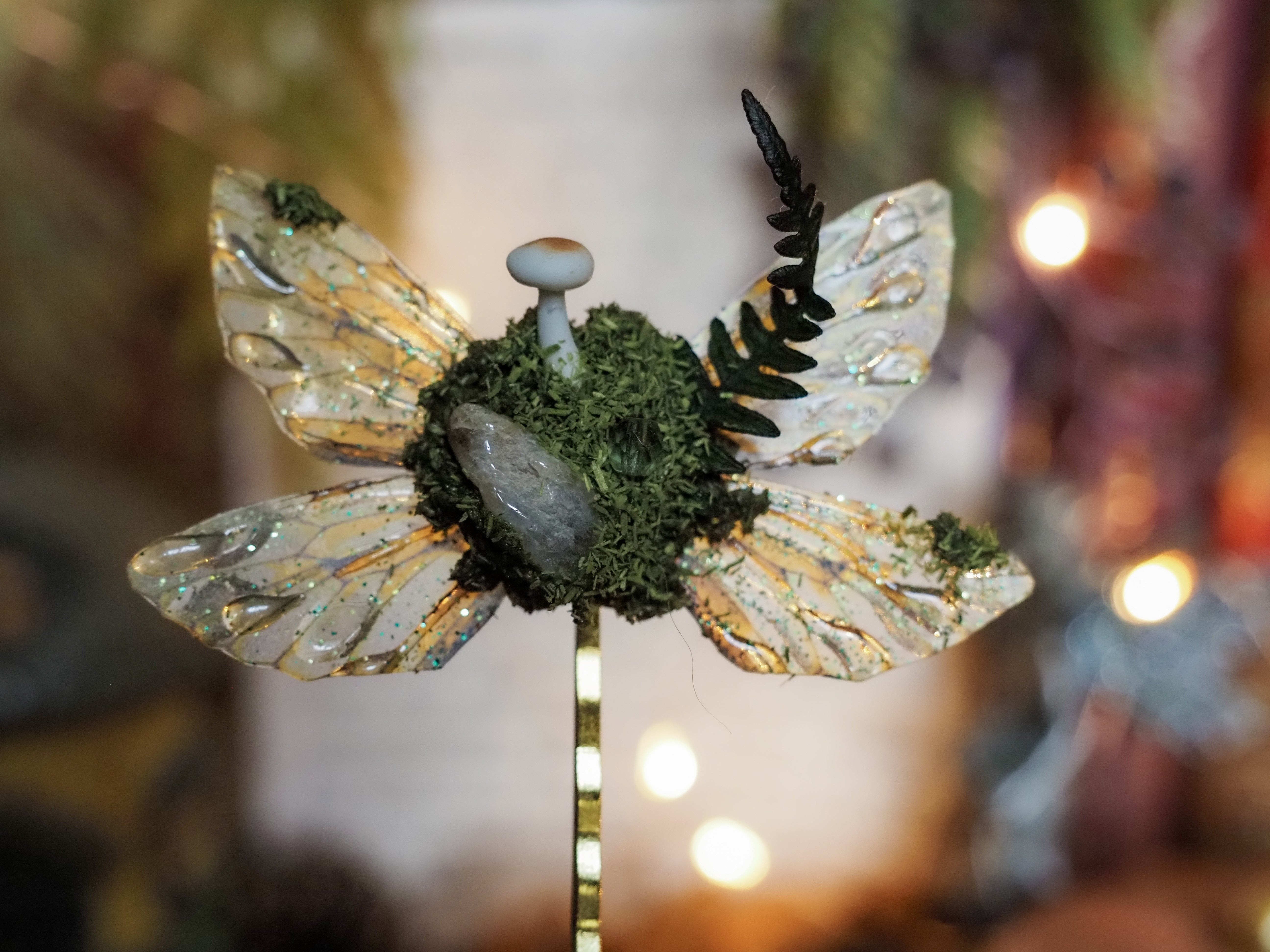 OOAK Hairclip - citrin forest