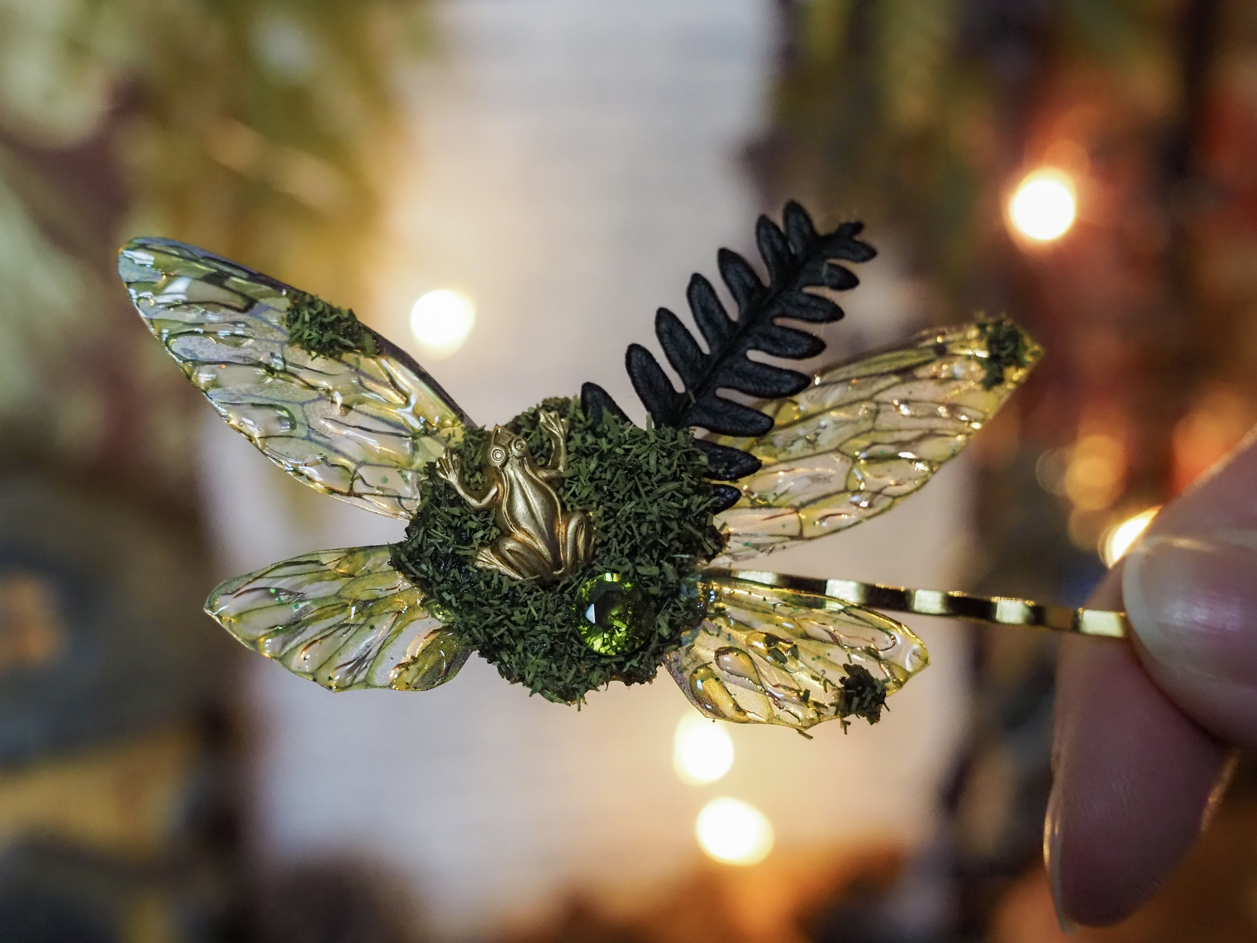 OOAK Hairclip - Forest Frog