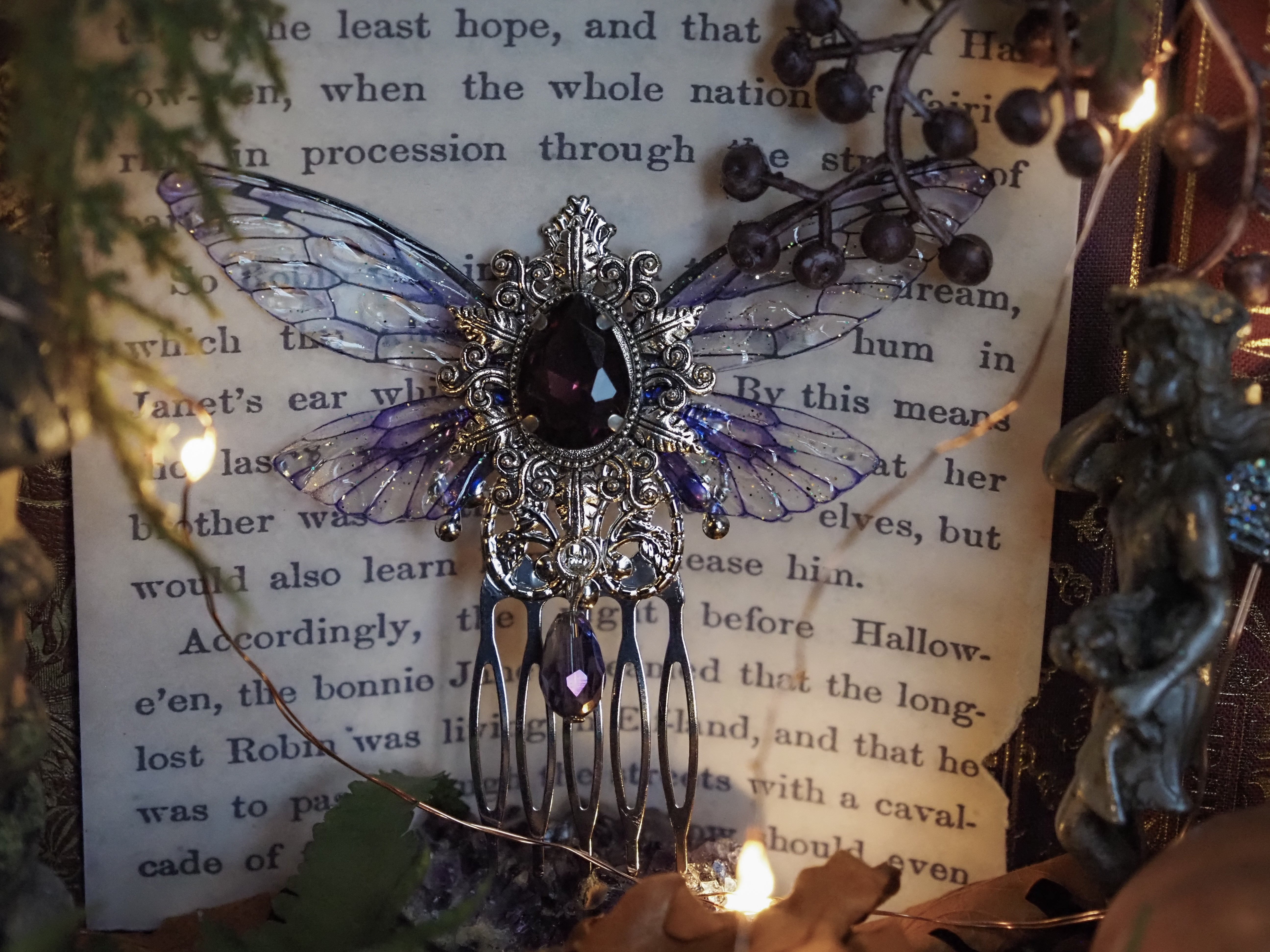 Haircomb Purple Silver