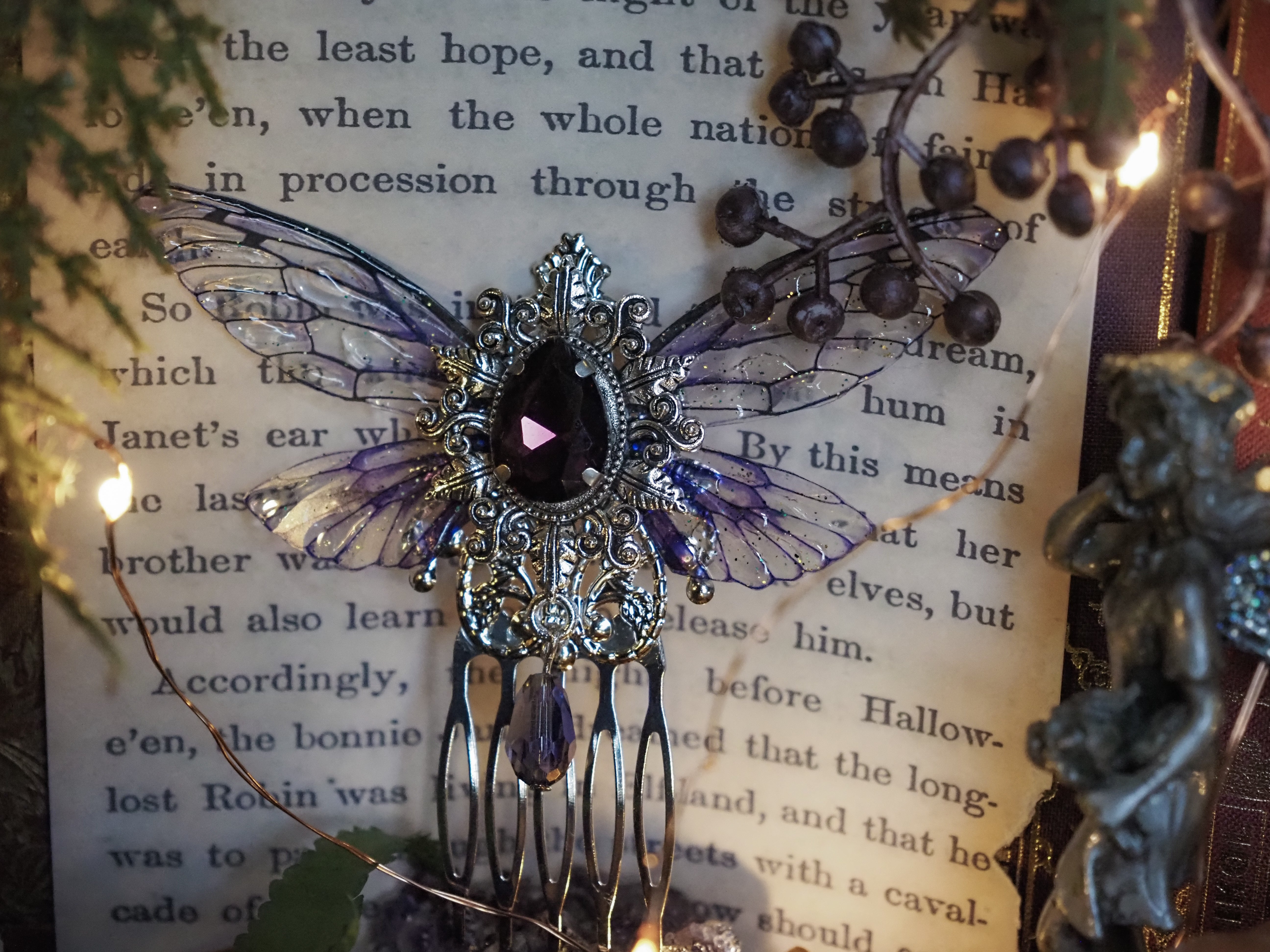 Haircomb Purple Silver