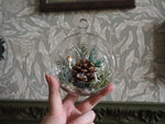 Load image into Gallery viewer, OOAK Pinecone Globe, emerald, snow
