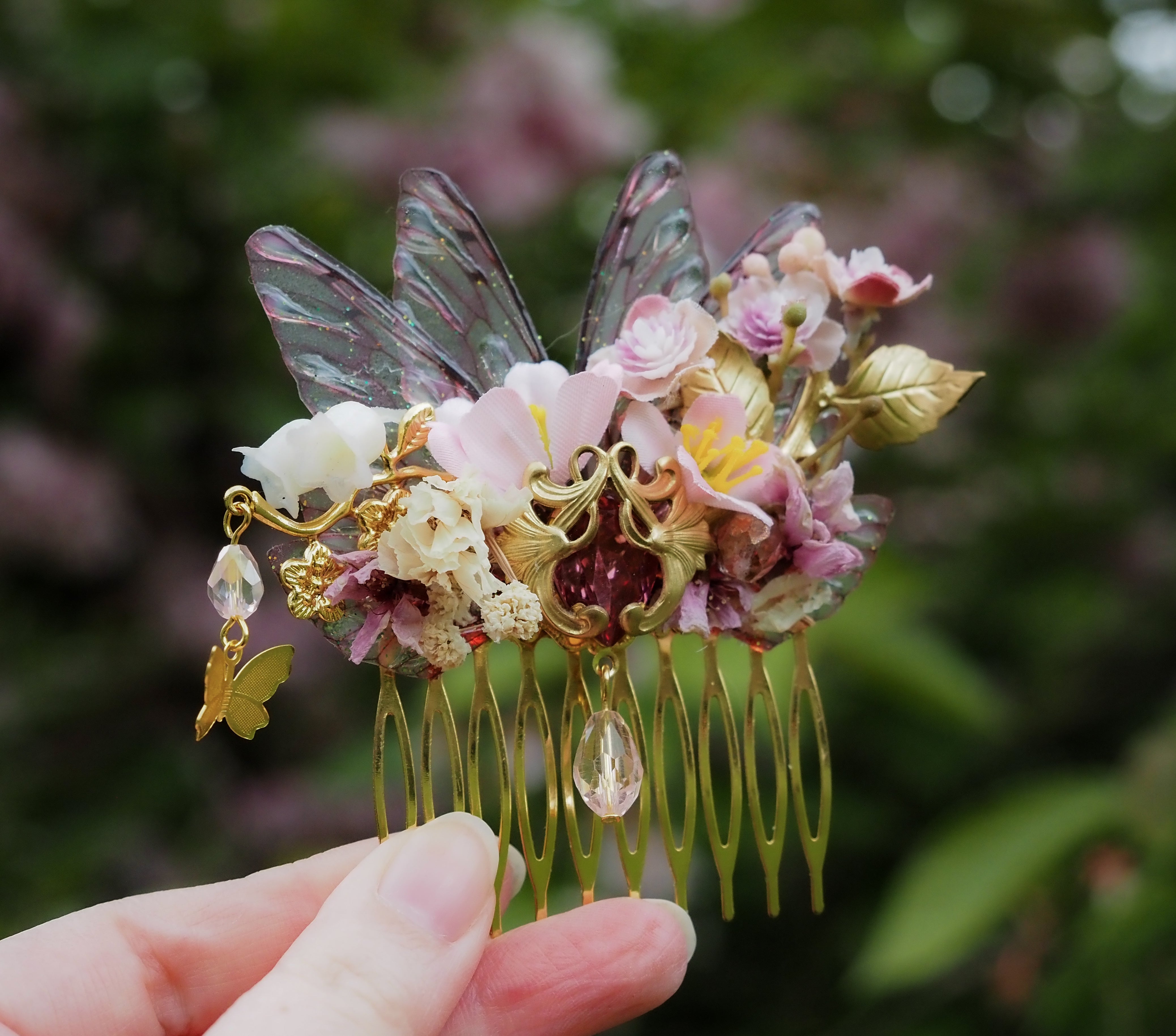 OOAK Hair Comb Cherry Blossom