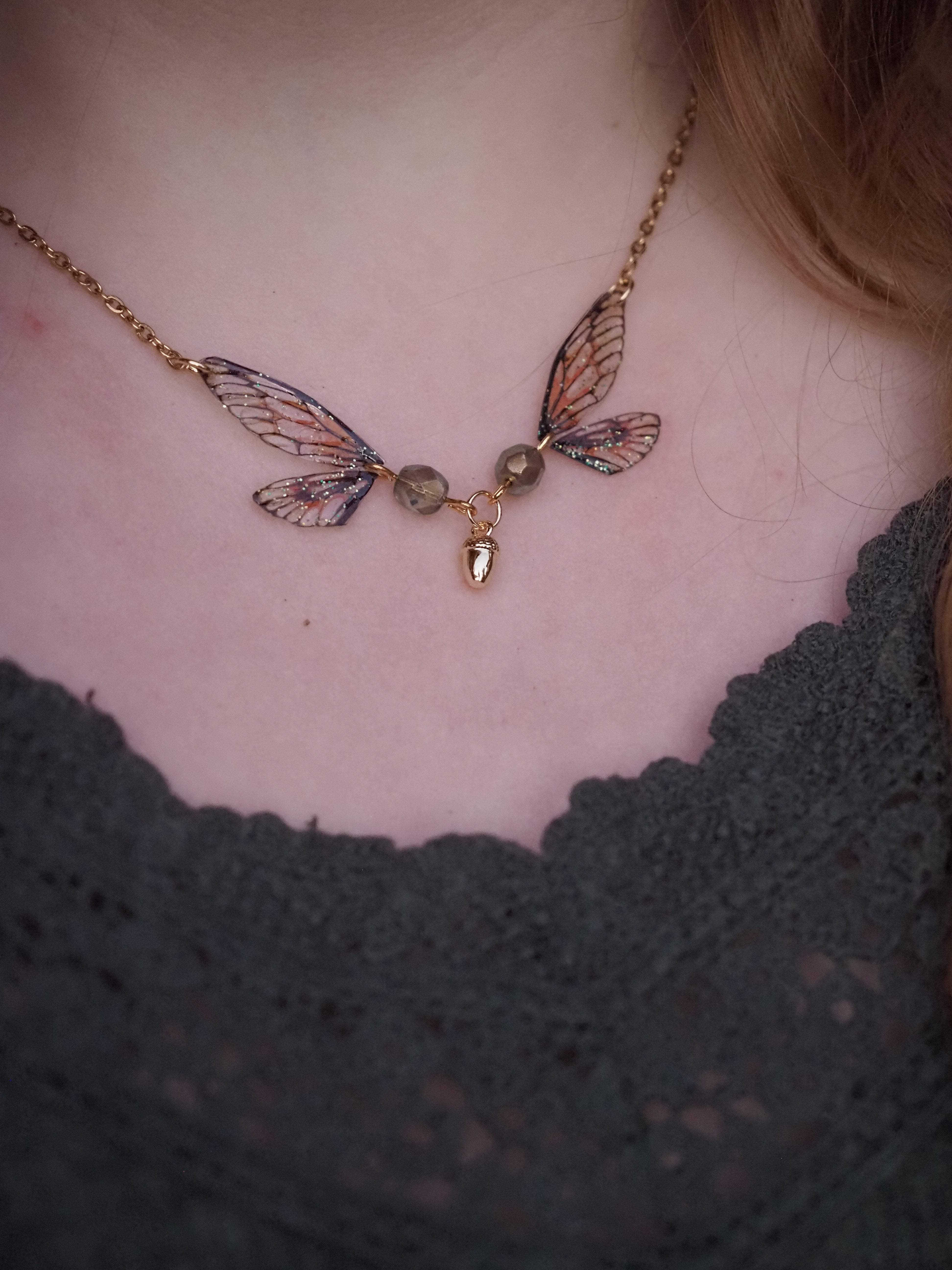 Enchanting necklace - pumpkin patch, acorn - mini