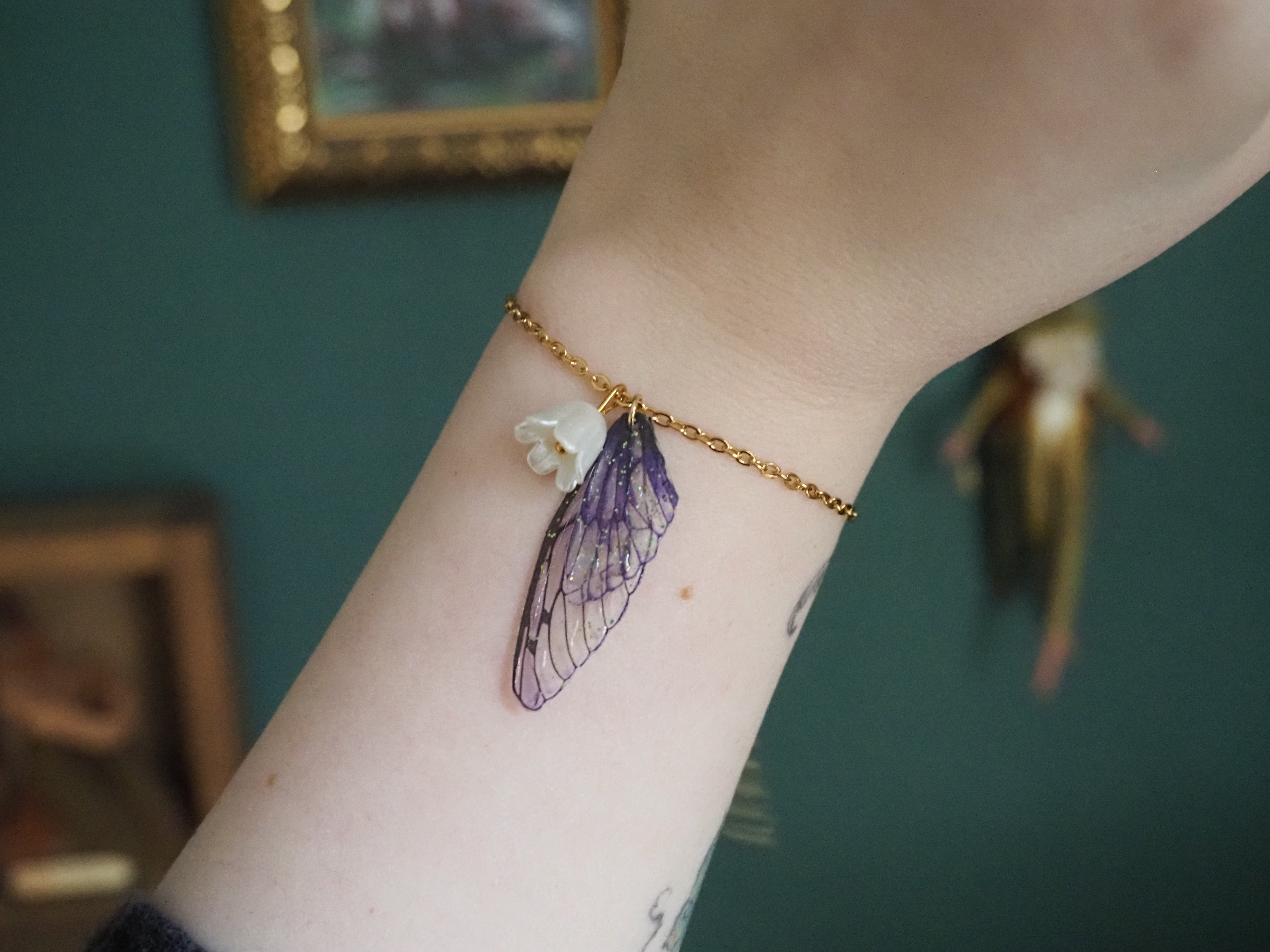 Bracelet - purple, flower