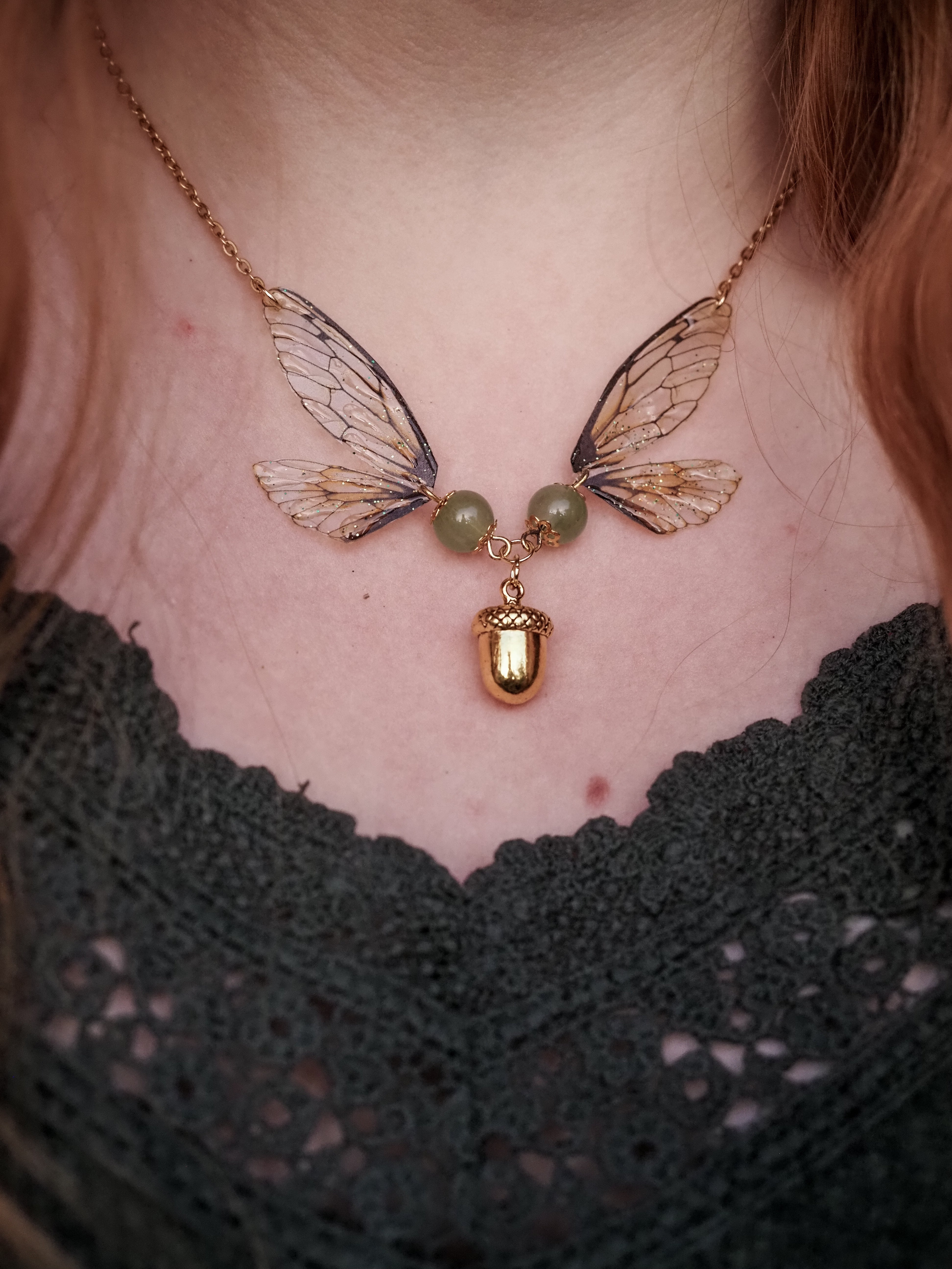 Enchanting necklace - nature, acorn