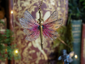 Fae Sword necklace - pink, gold