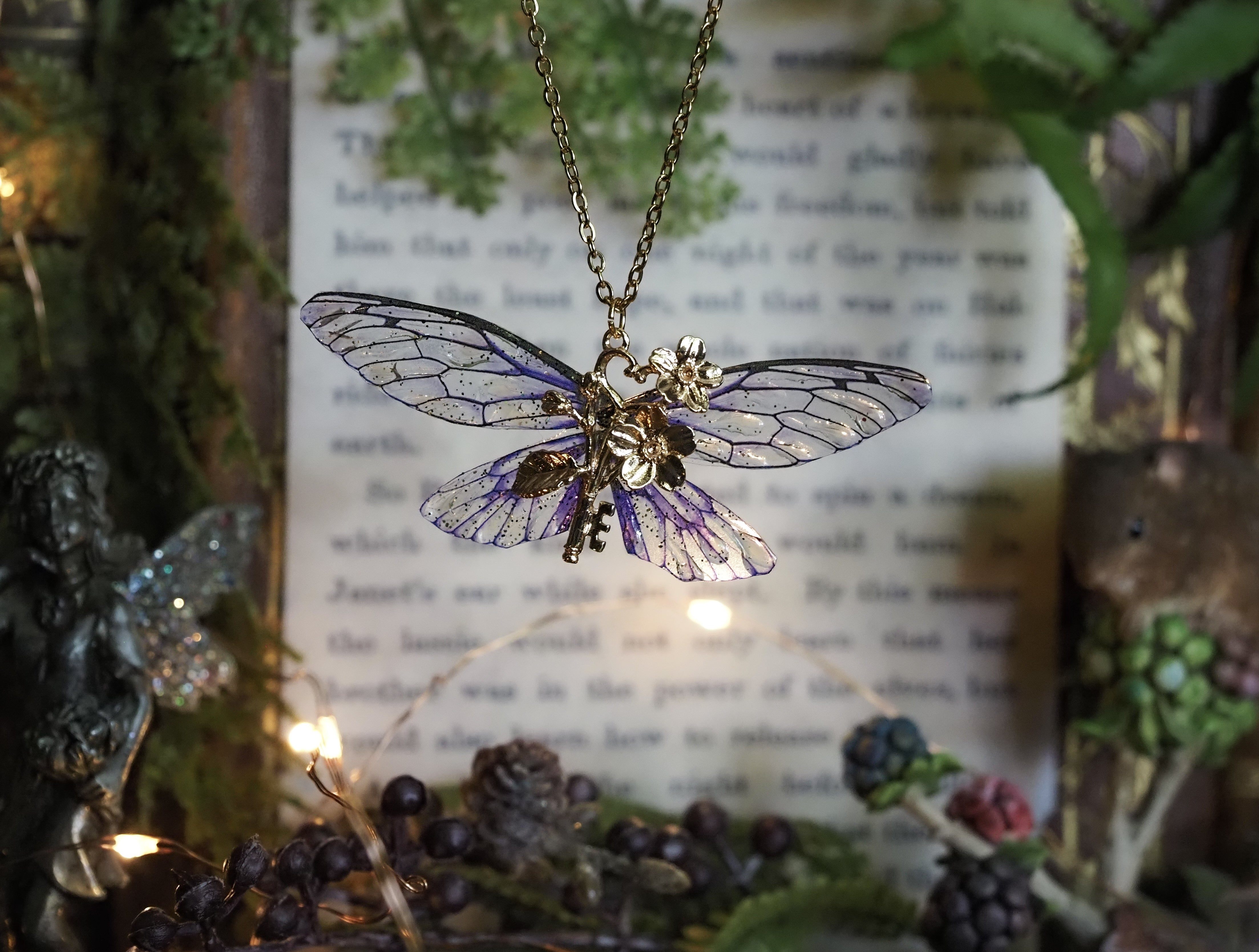 Flower Fae Key necklace - purple