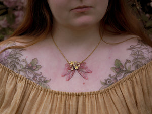 Cherry Blossom necklace pink, gold - made to order