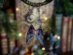 Lade das Bild in den Galerie-Viewer, Moon Earrings - purple glas, gold, amethyst
