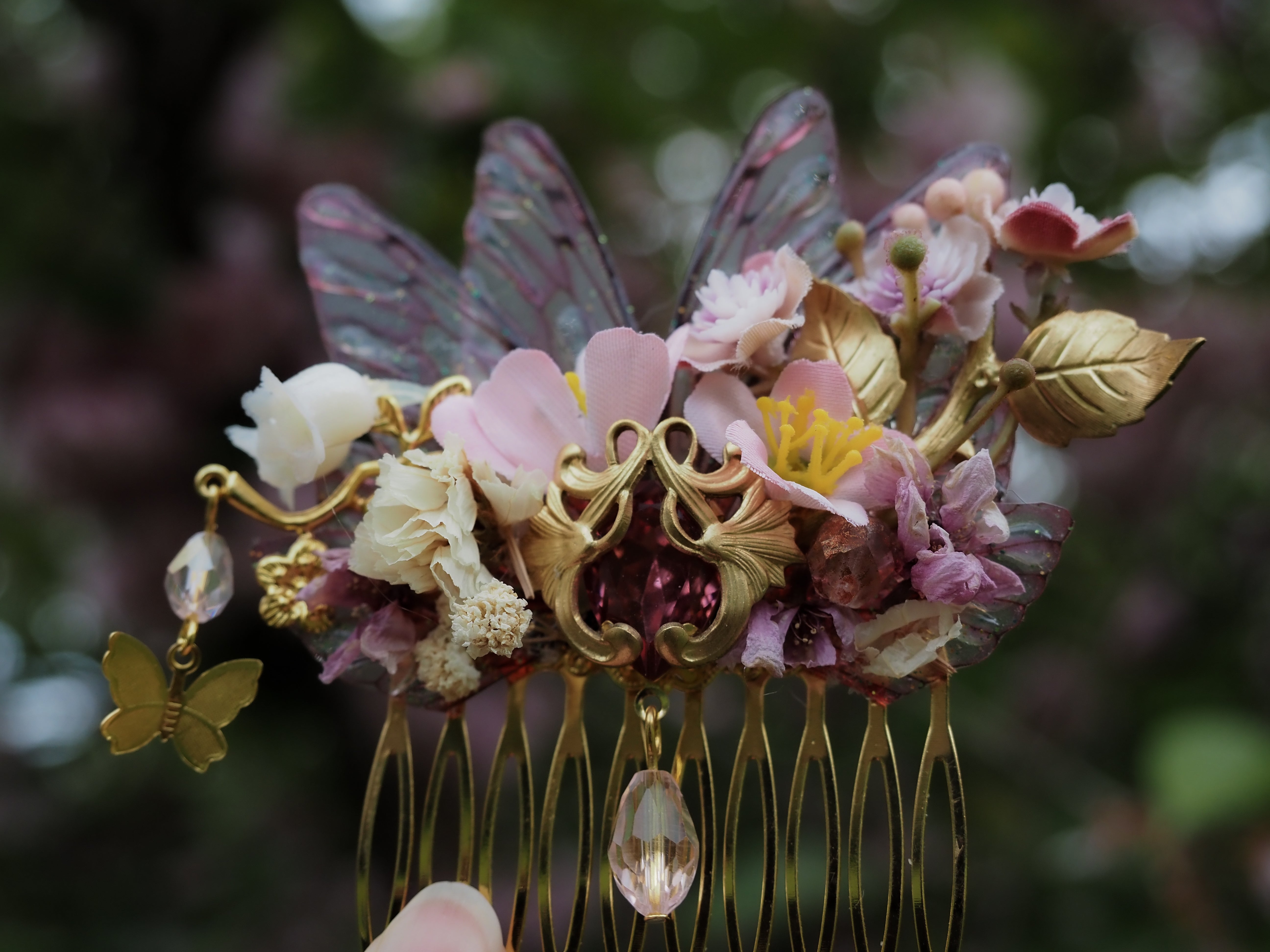 OOAK Hair Comb Cherry Blossom