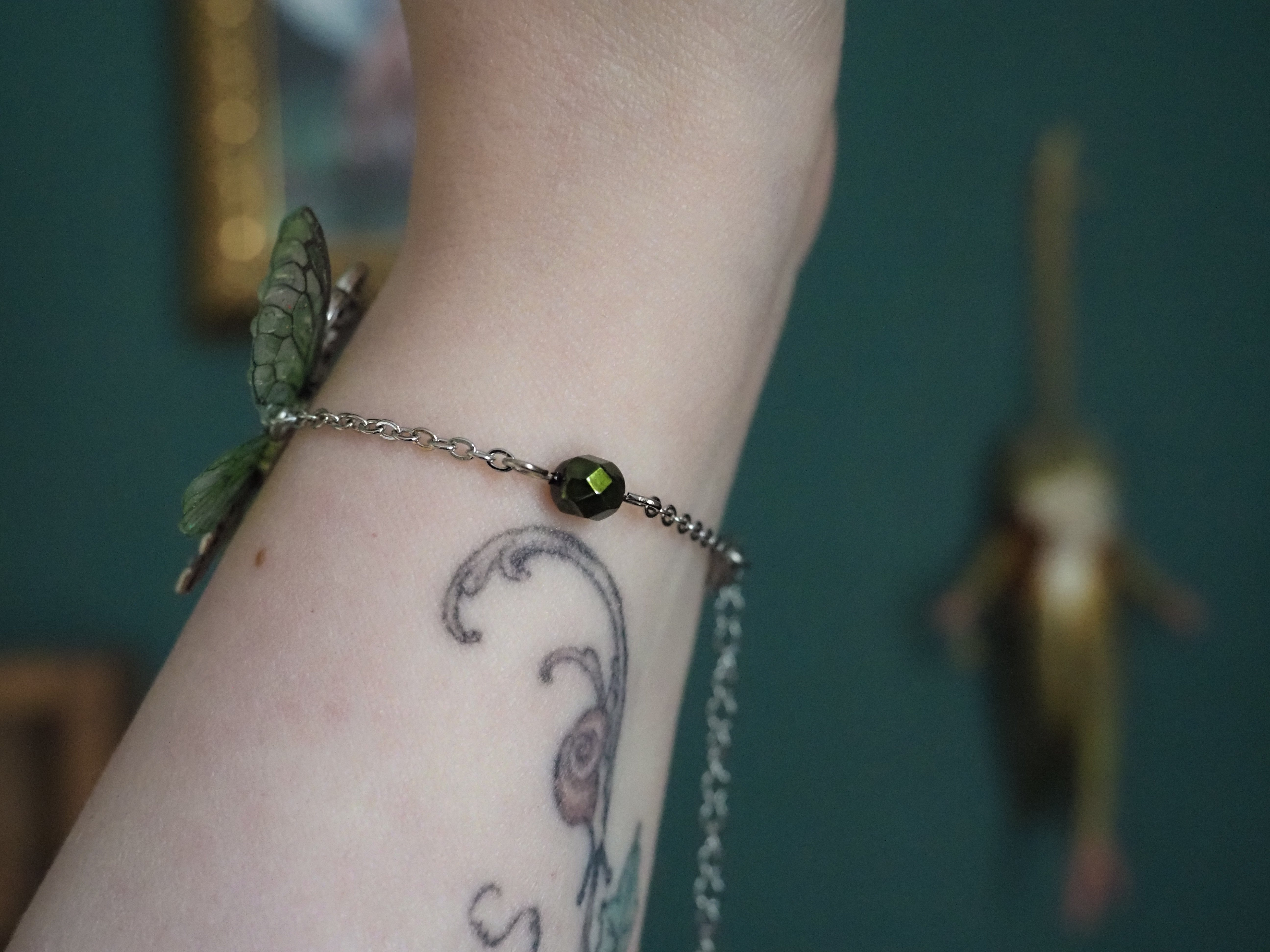 Flying Key Bracelet - green, silver