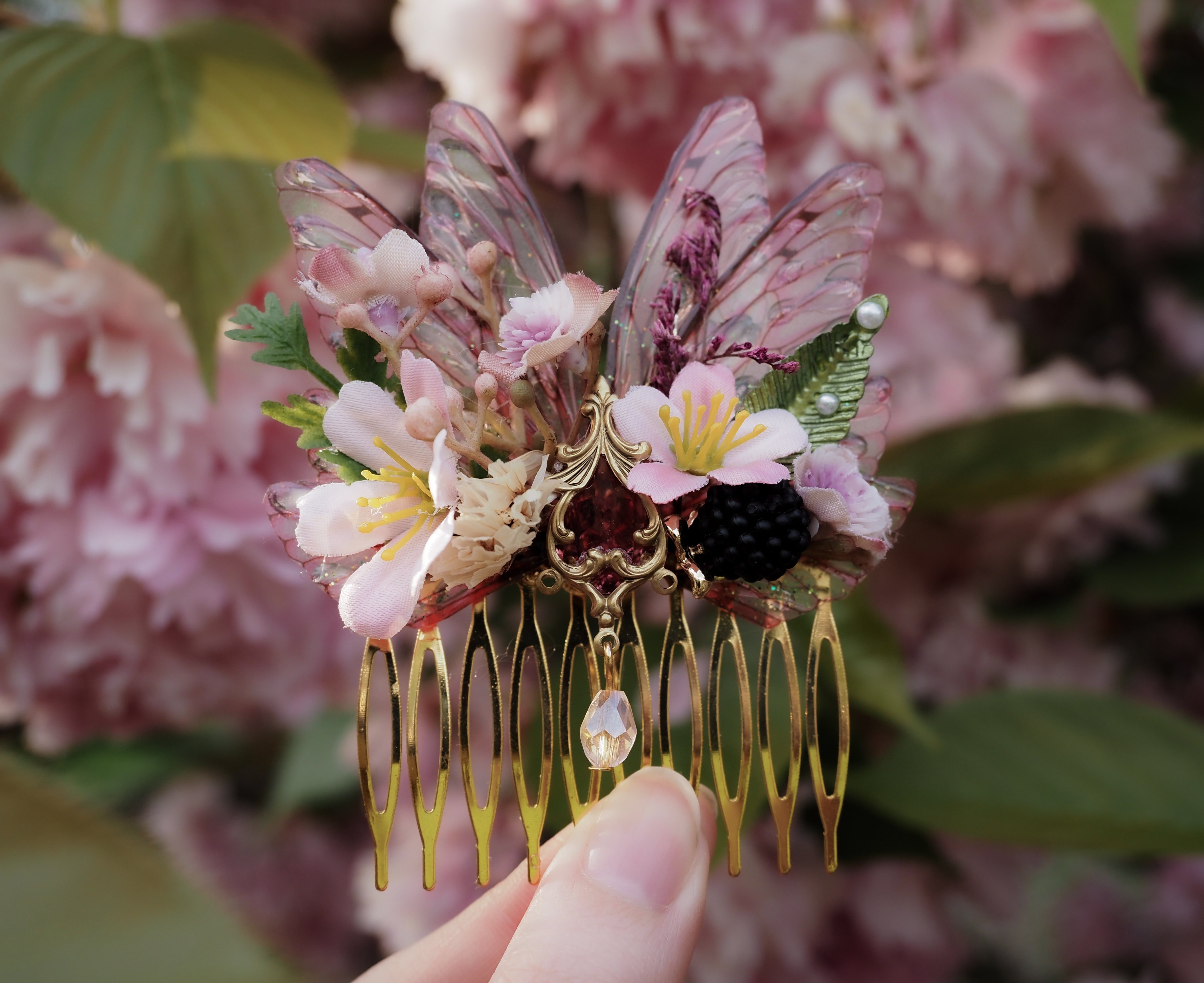OOAK Hair Comb Berry