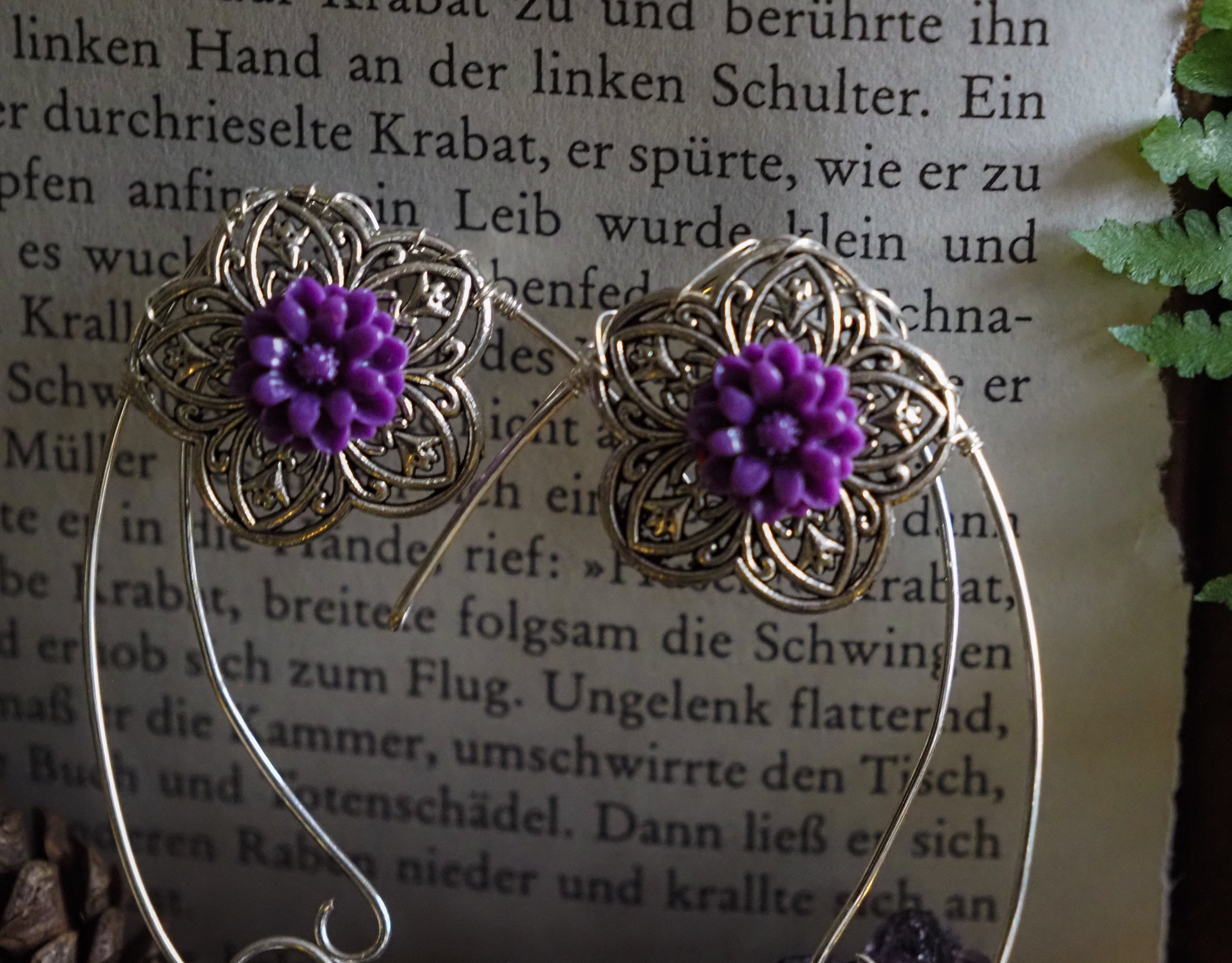 Elf ear cuffs - purple bloom