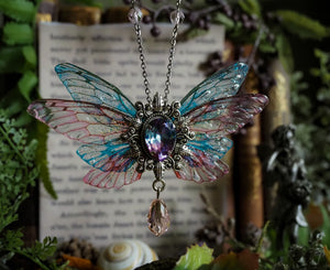 Whimsical necklace - pink / blue