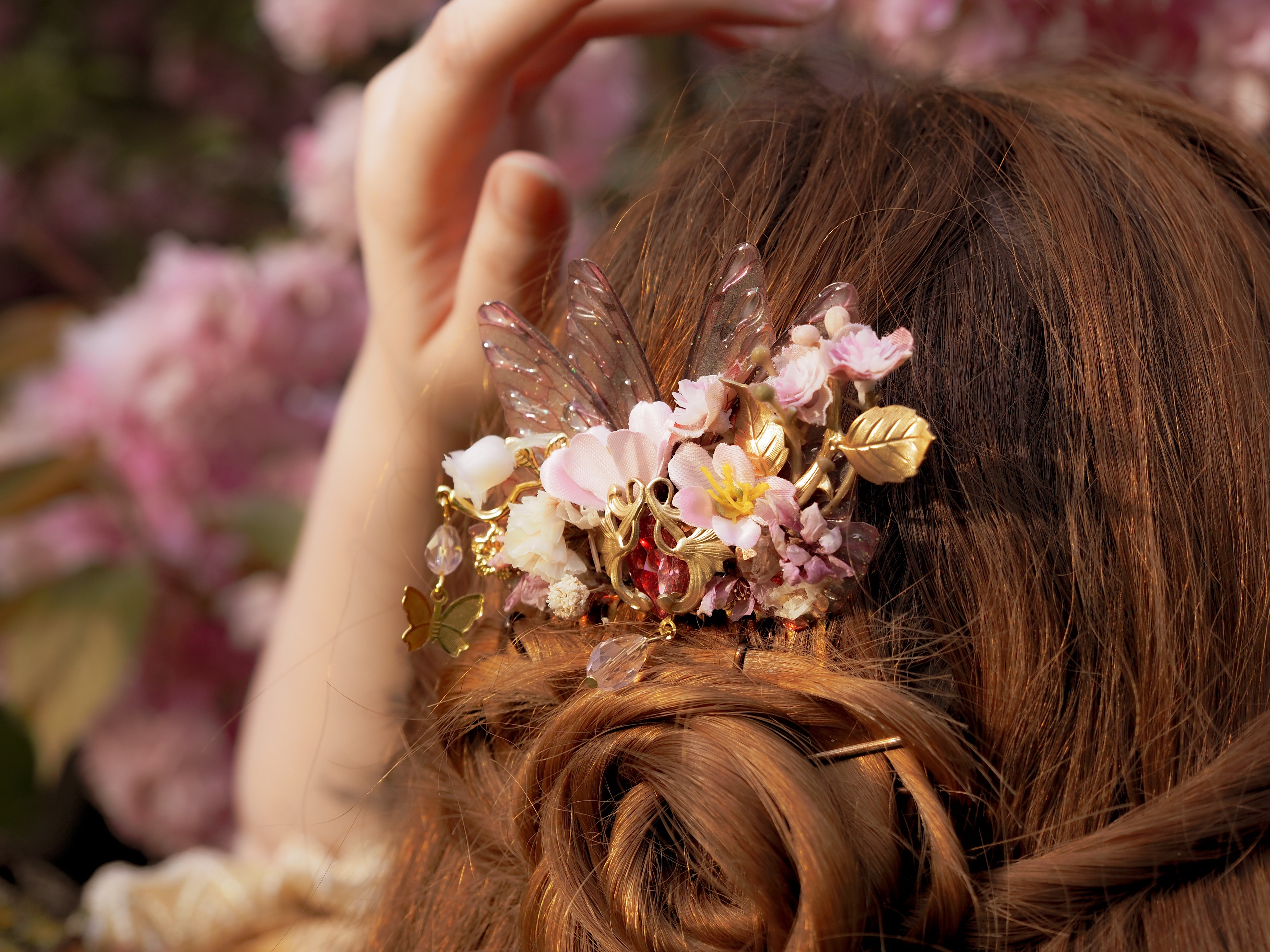 OOAK Hair Comb Cherry Blossom