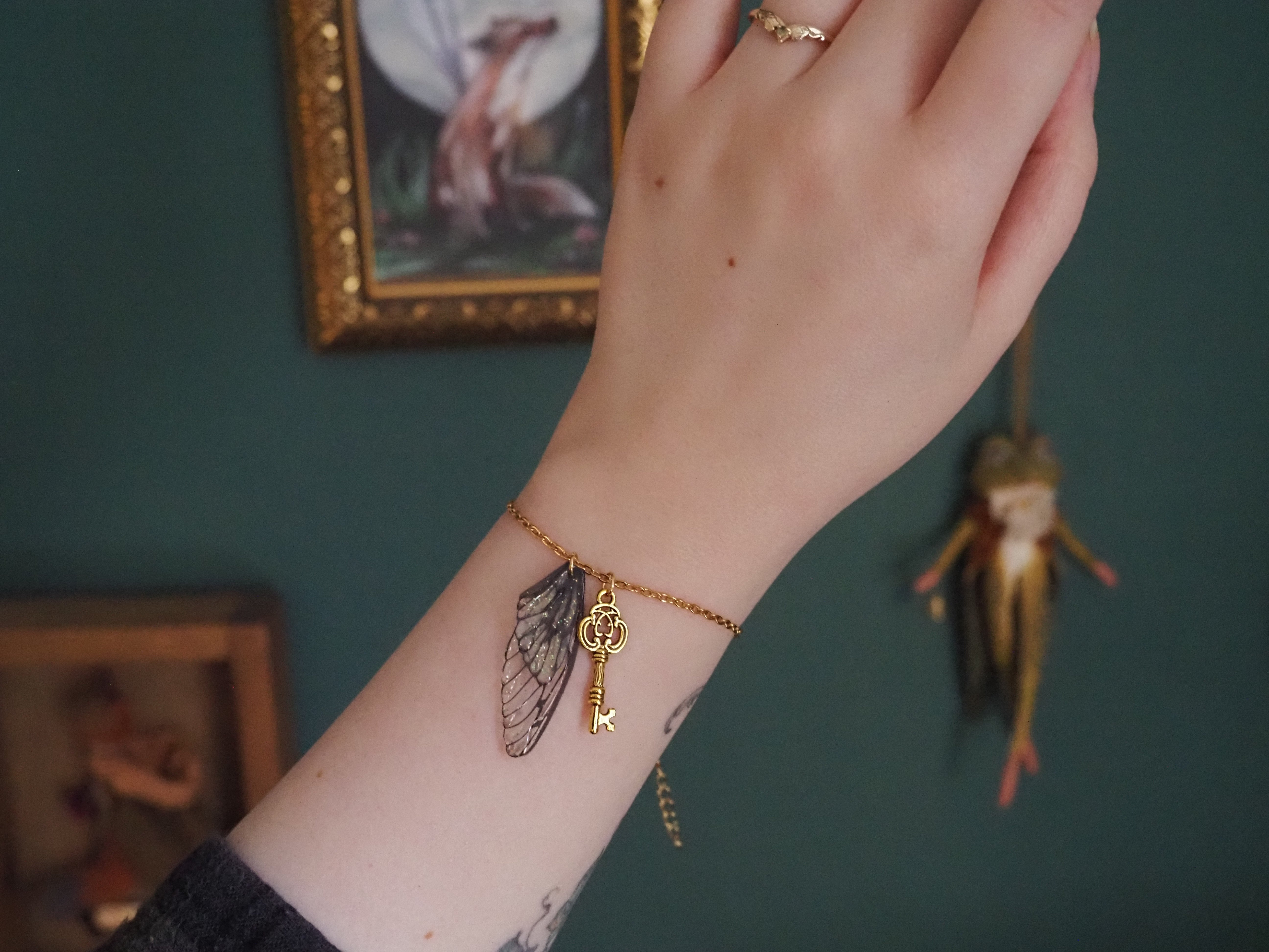 Bracelet - black, key - silver or gold