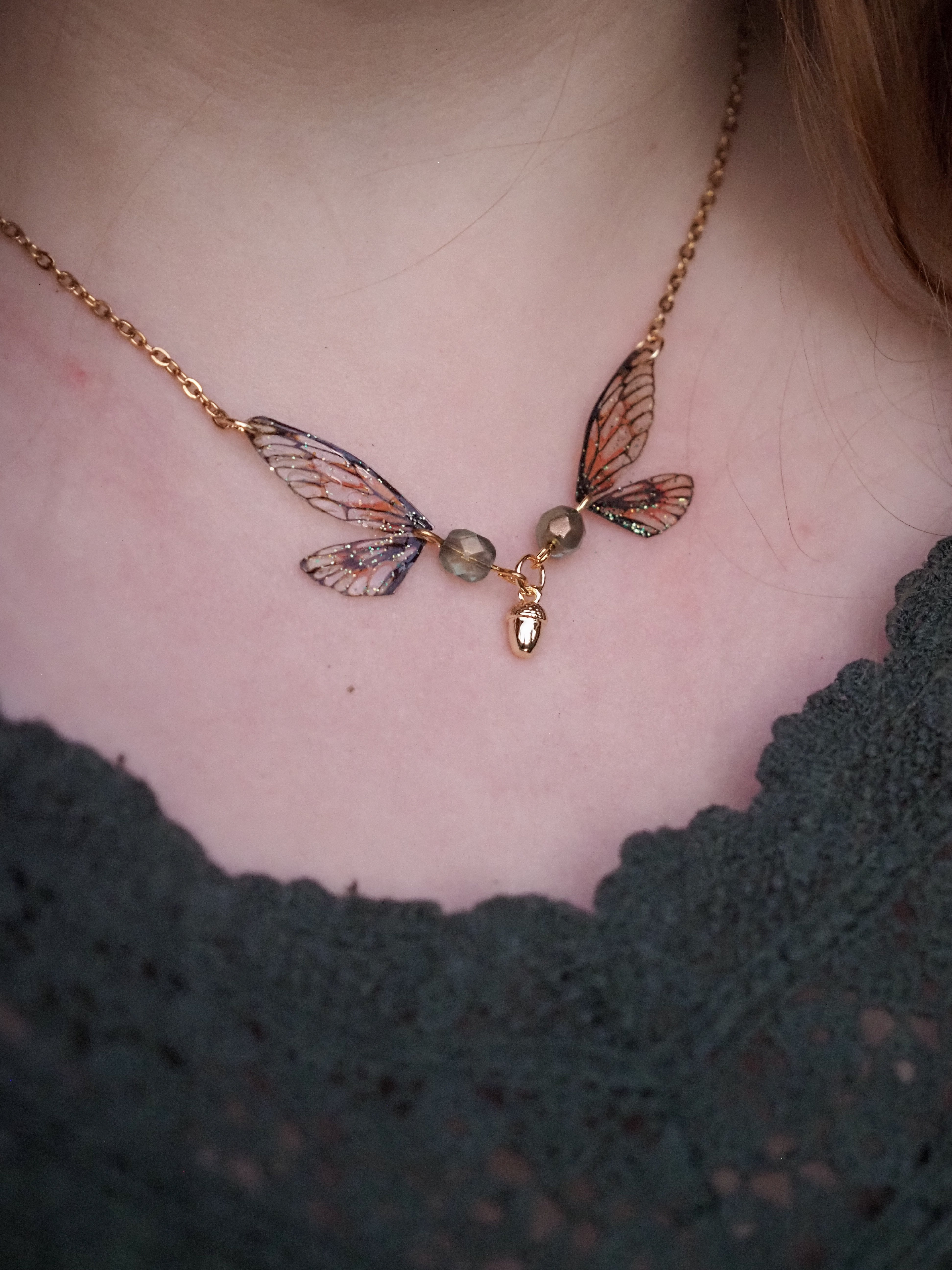 Enchanting necklace - pumpkin patch, acorn - mini