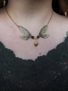 Enchanting necklace - acorn, green