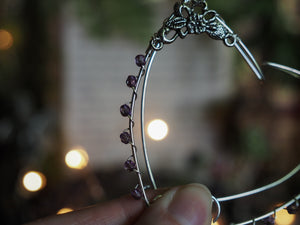 Elf Ears - bloom, silver, purple pearls
