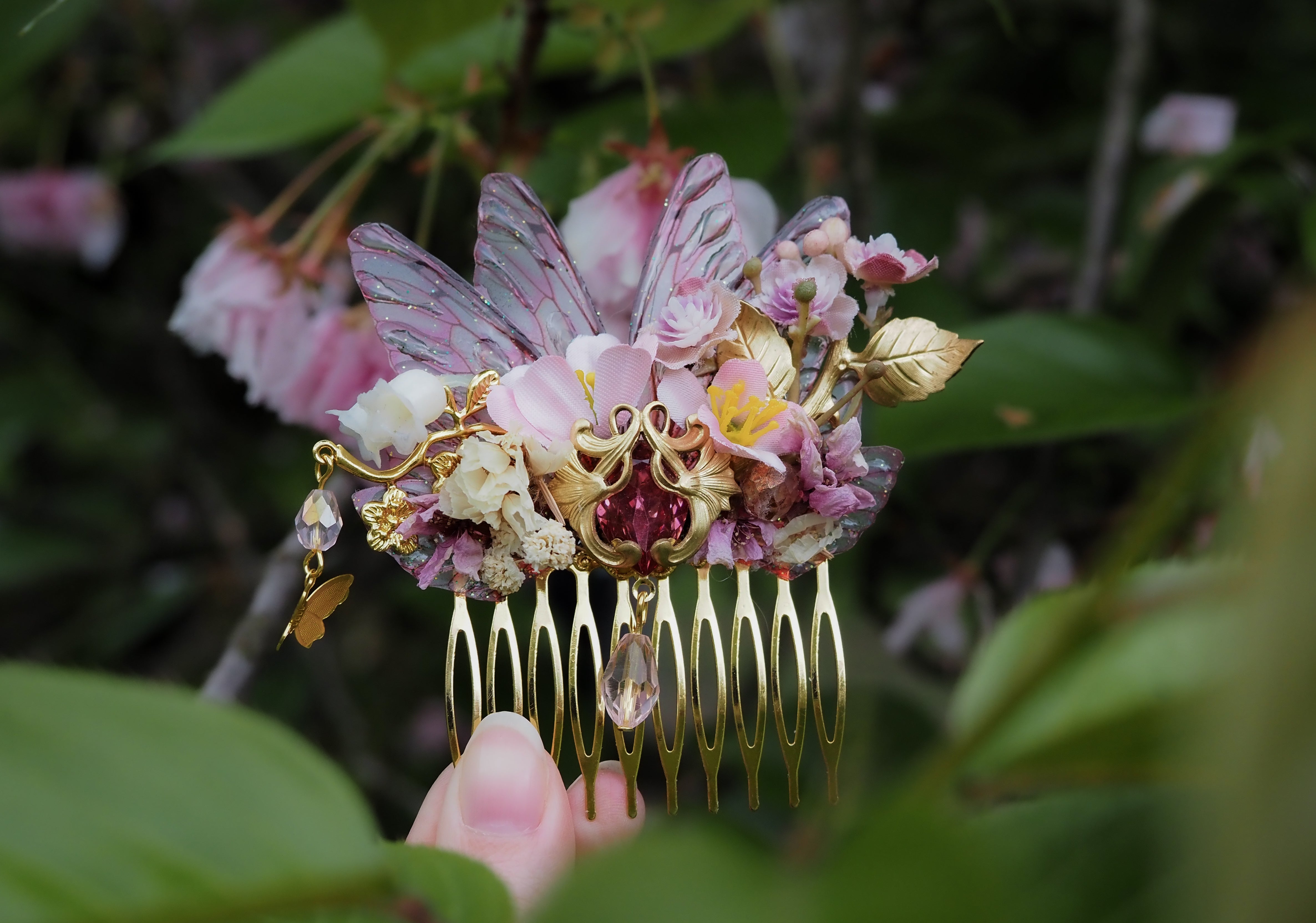 OOAK Hair Comb Cherry Blossom