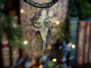 Moon Earrings - nature, gold, citrin