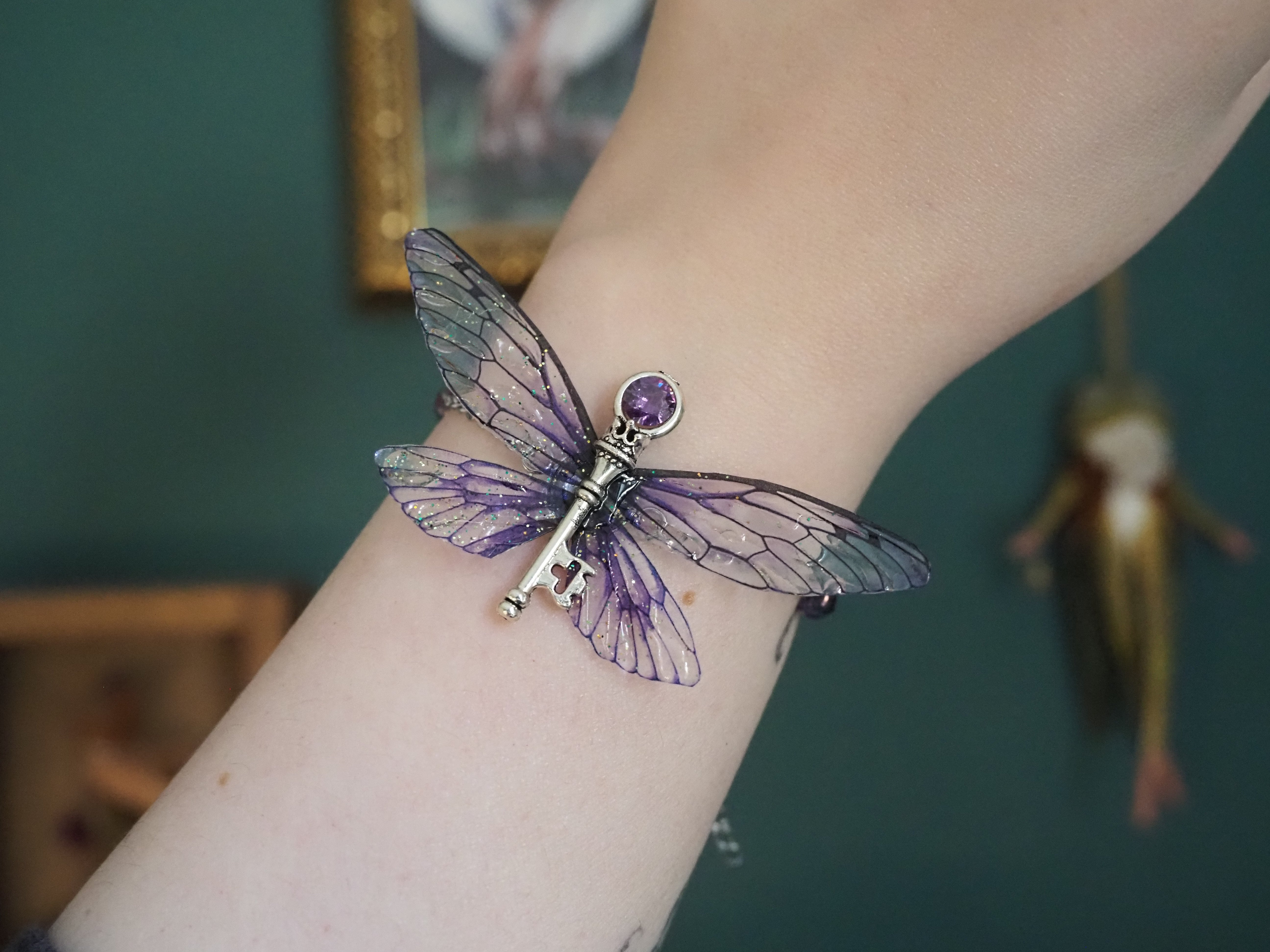 Flying Key Bracelet - purple, silver