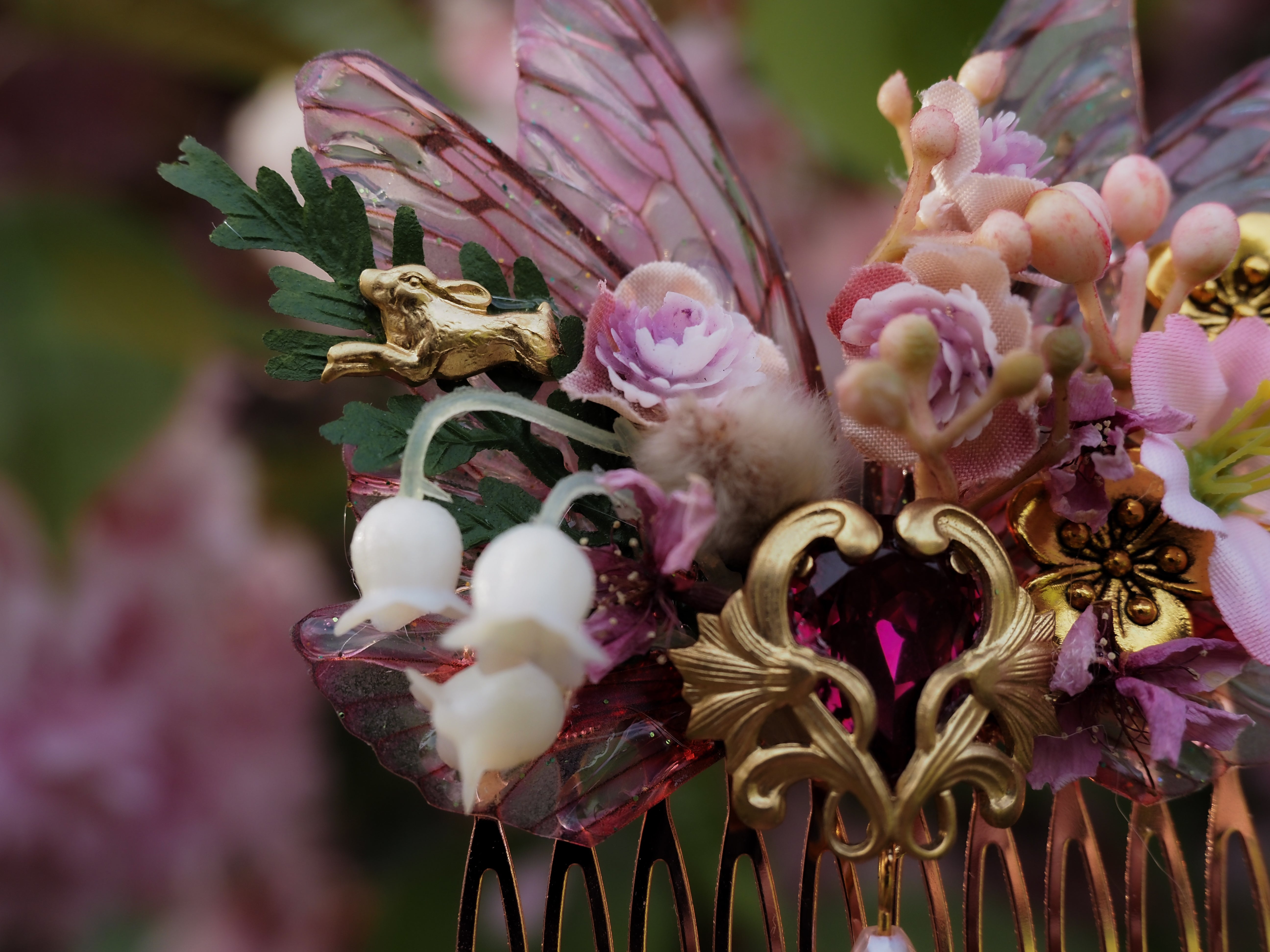 OOAK Hair Comb little rabbit