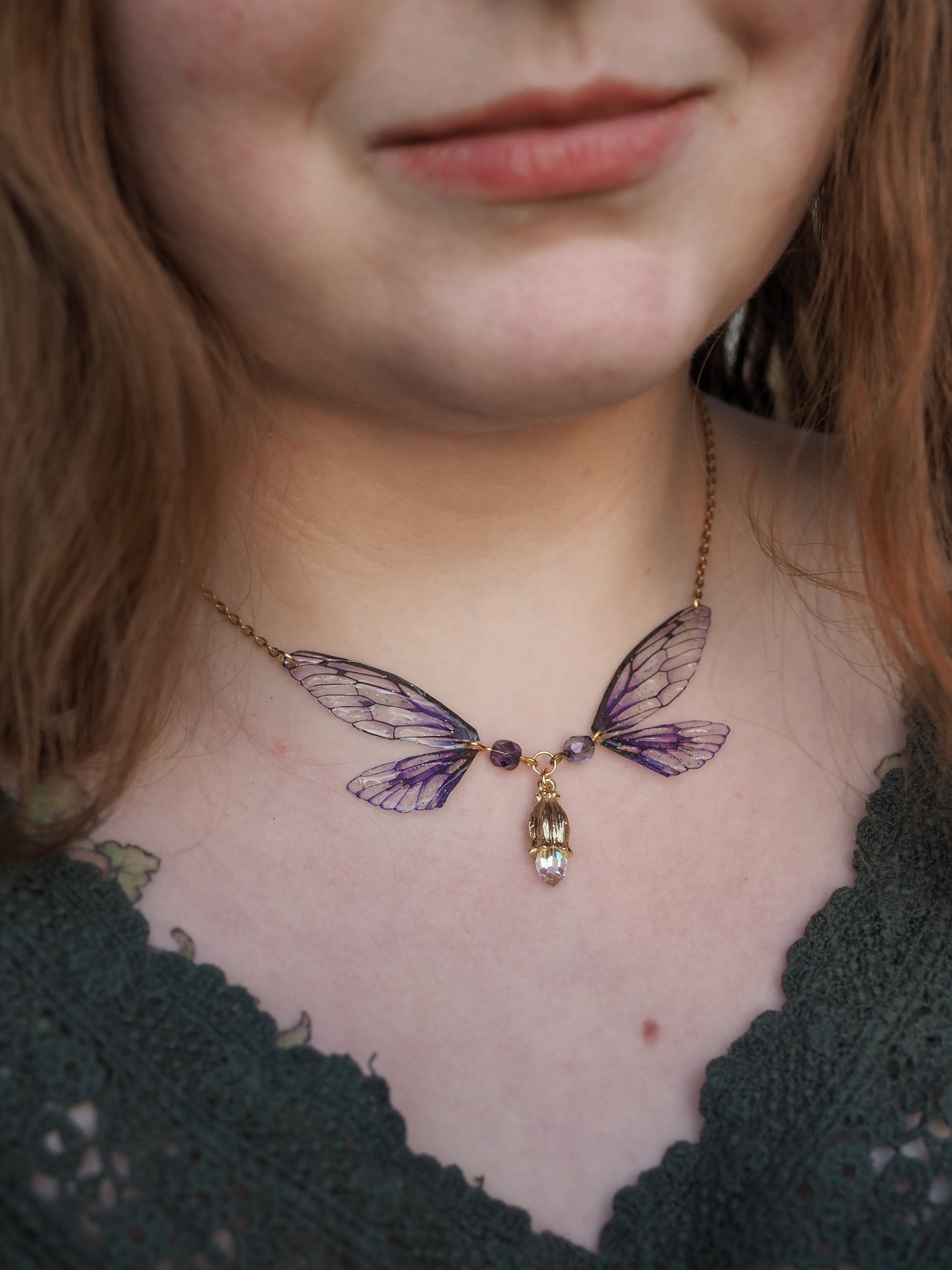Enchanting necklace - purple flower