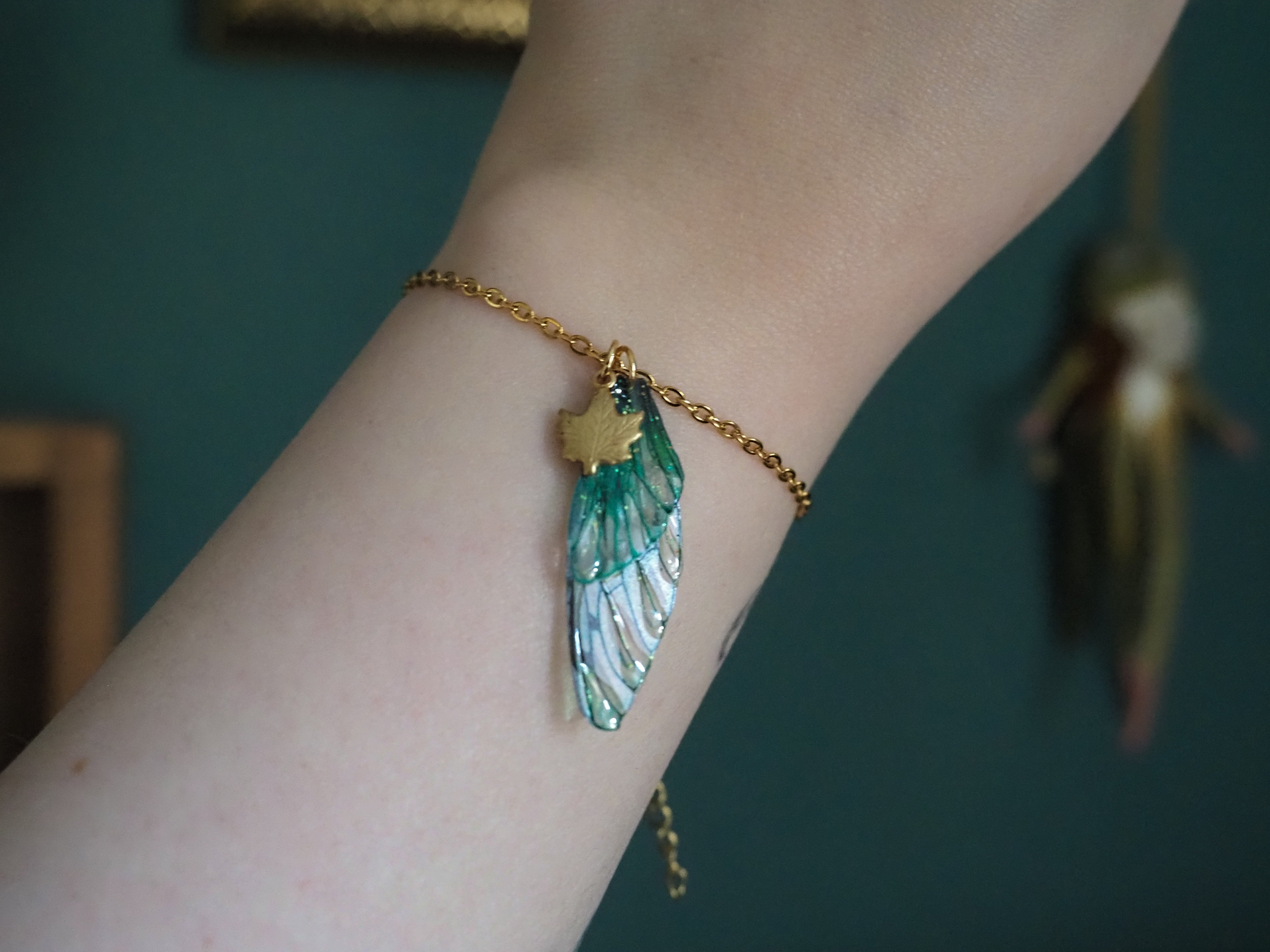 Bracelet - emerald, maple leaf