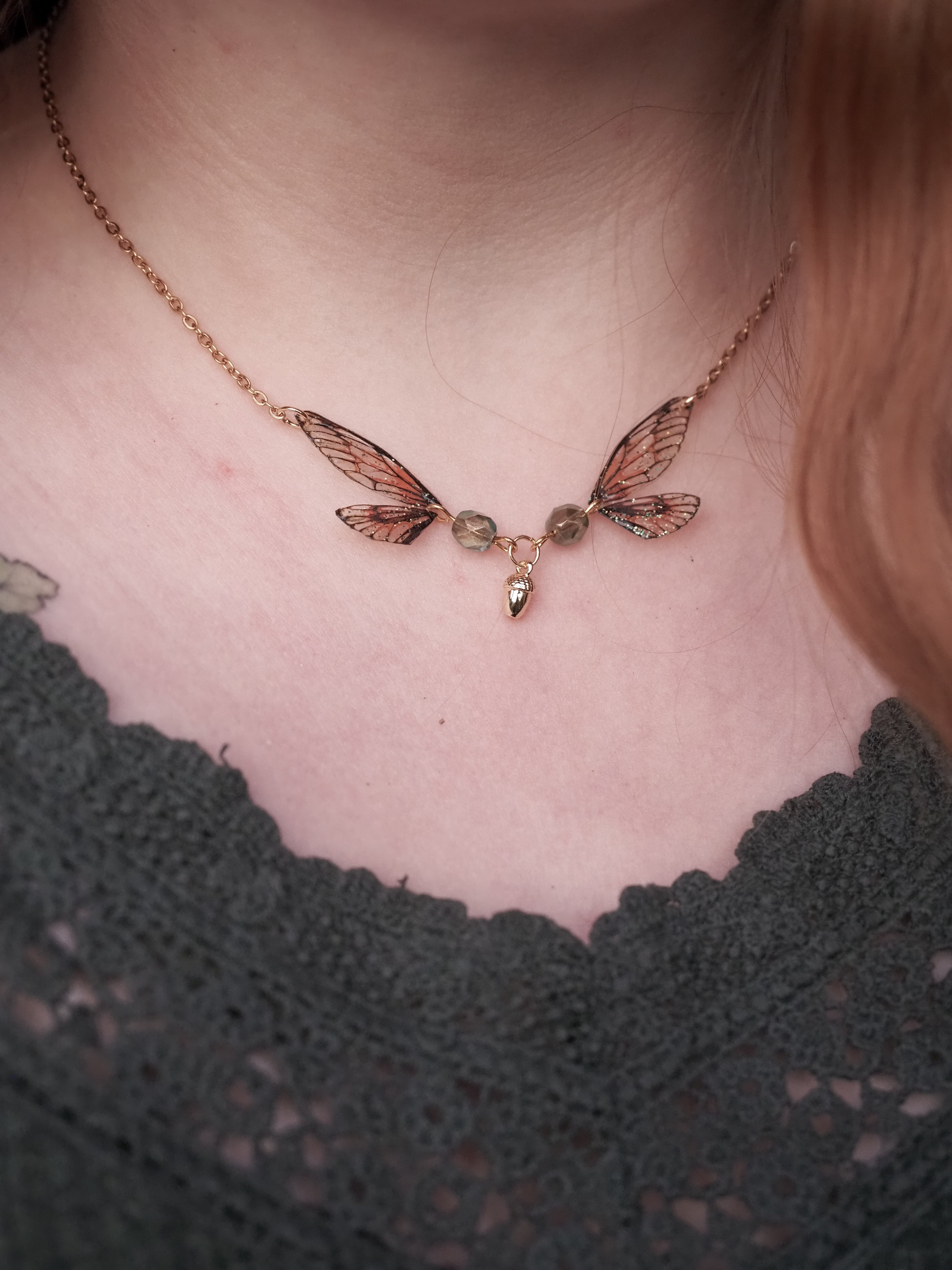 Enchanting necklace - pumpkin patch, acorn - mini