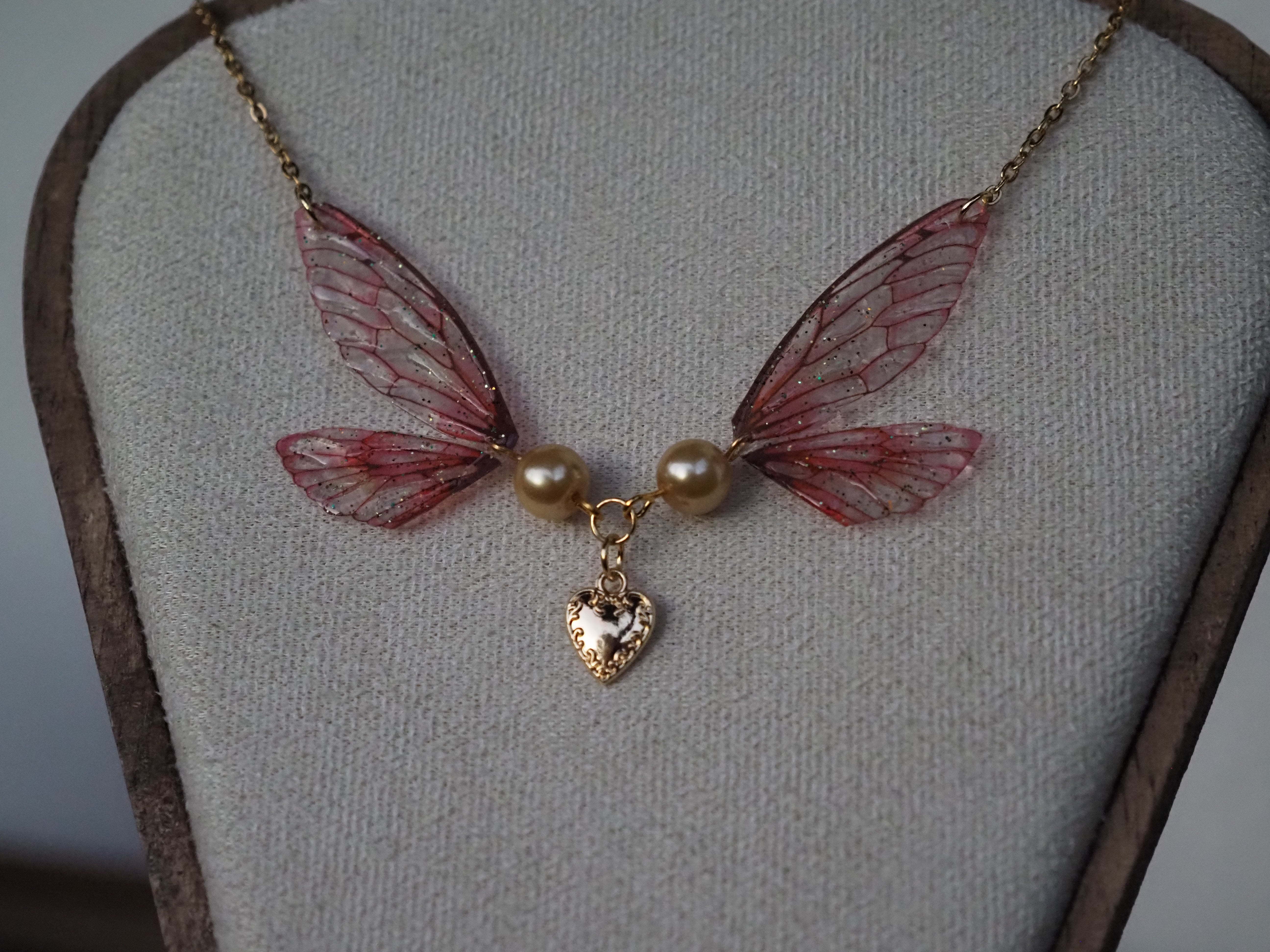 Enchanting necklace - pink, heart