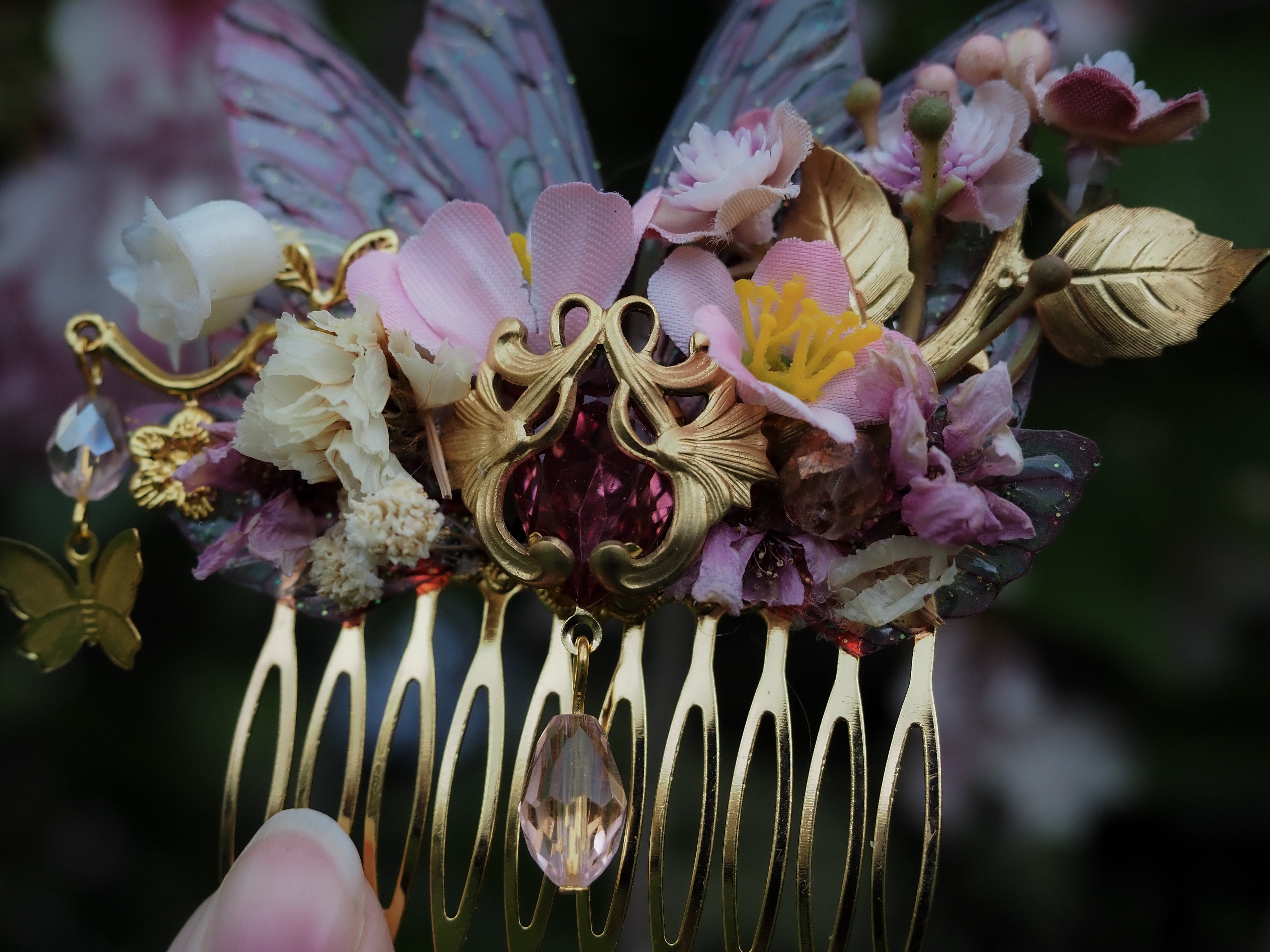 OOAK Hair Comb Cherry Blossom