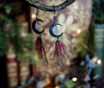 Lade das Bild in den Galerie-Viewer, Moon Earrings - pink, silver, moonstone
