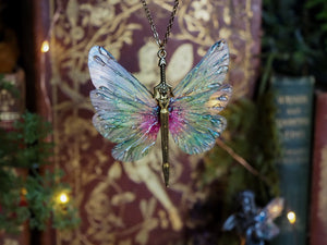 Fae Sword necklace - pink, green, gold