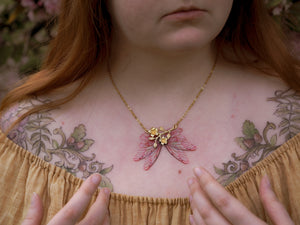 Cherry Blossom necklace pink, gold - made to order