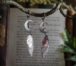 Load image into Gallery viewer, Faerie earrings moon and stars red/black
