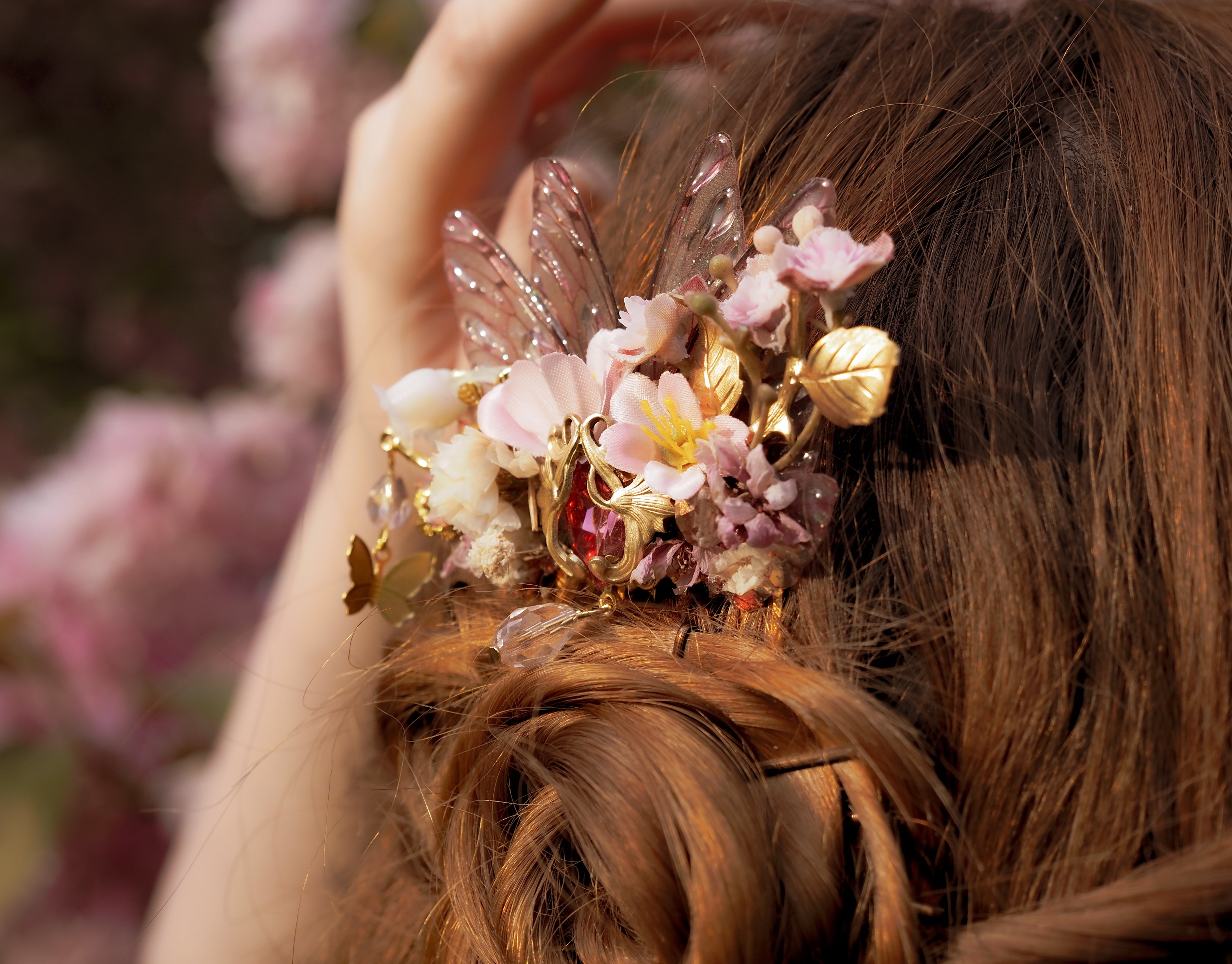 OOAK Hair Comb Cherry Blossom