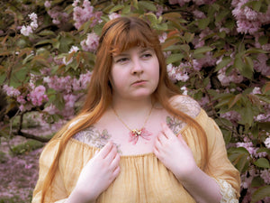 Cherry Blossom necklace pink, gold - made to order