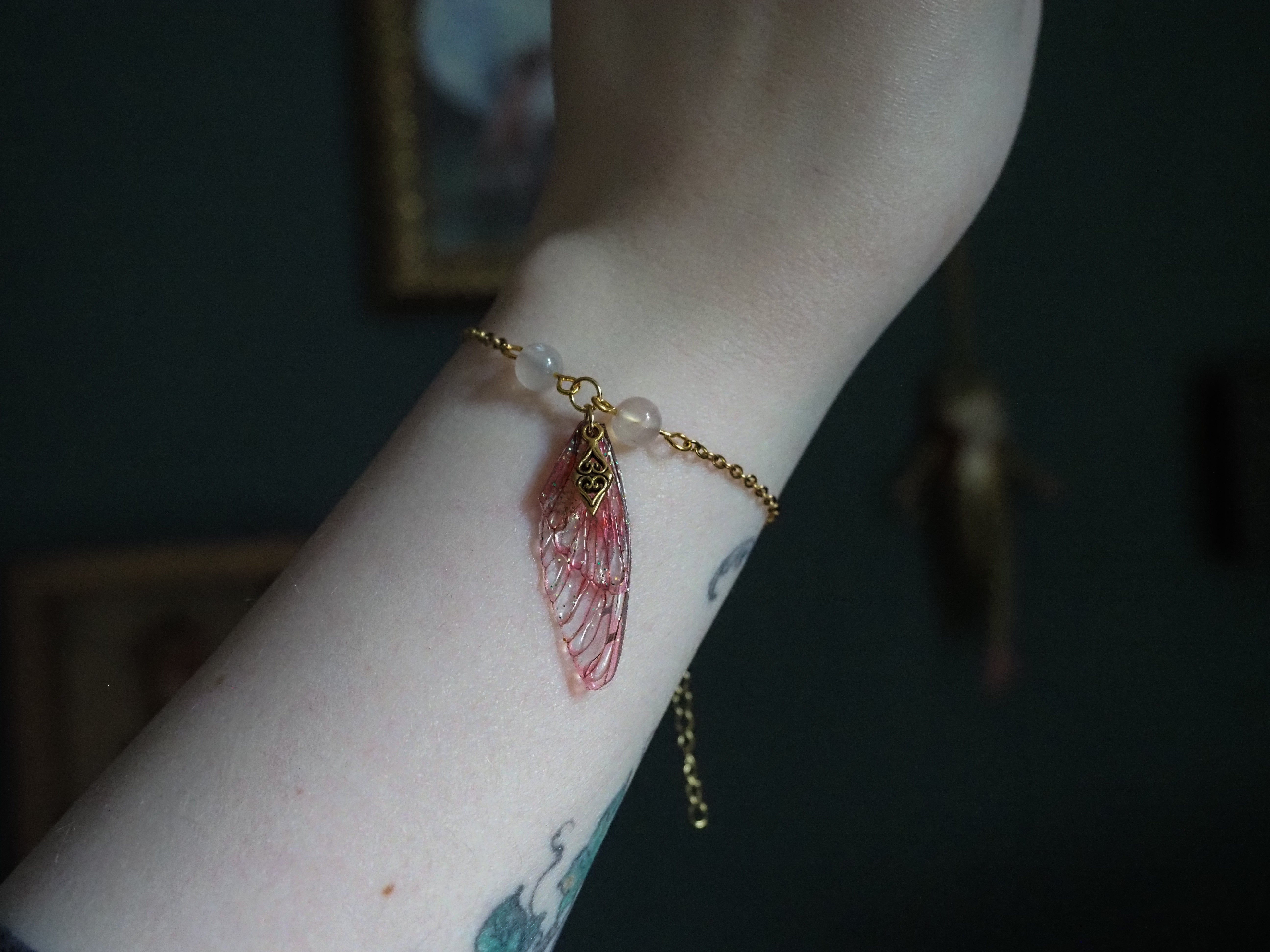 Bracelet - pink, ornament