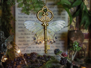 Flying Key - butterfly, green, gold