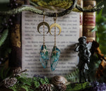 Load image into Gallery viewer, Faerie earrings moon and stars gold blue sea
