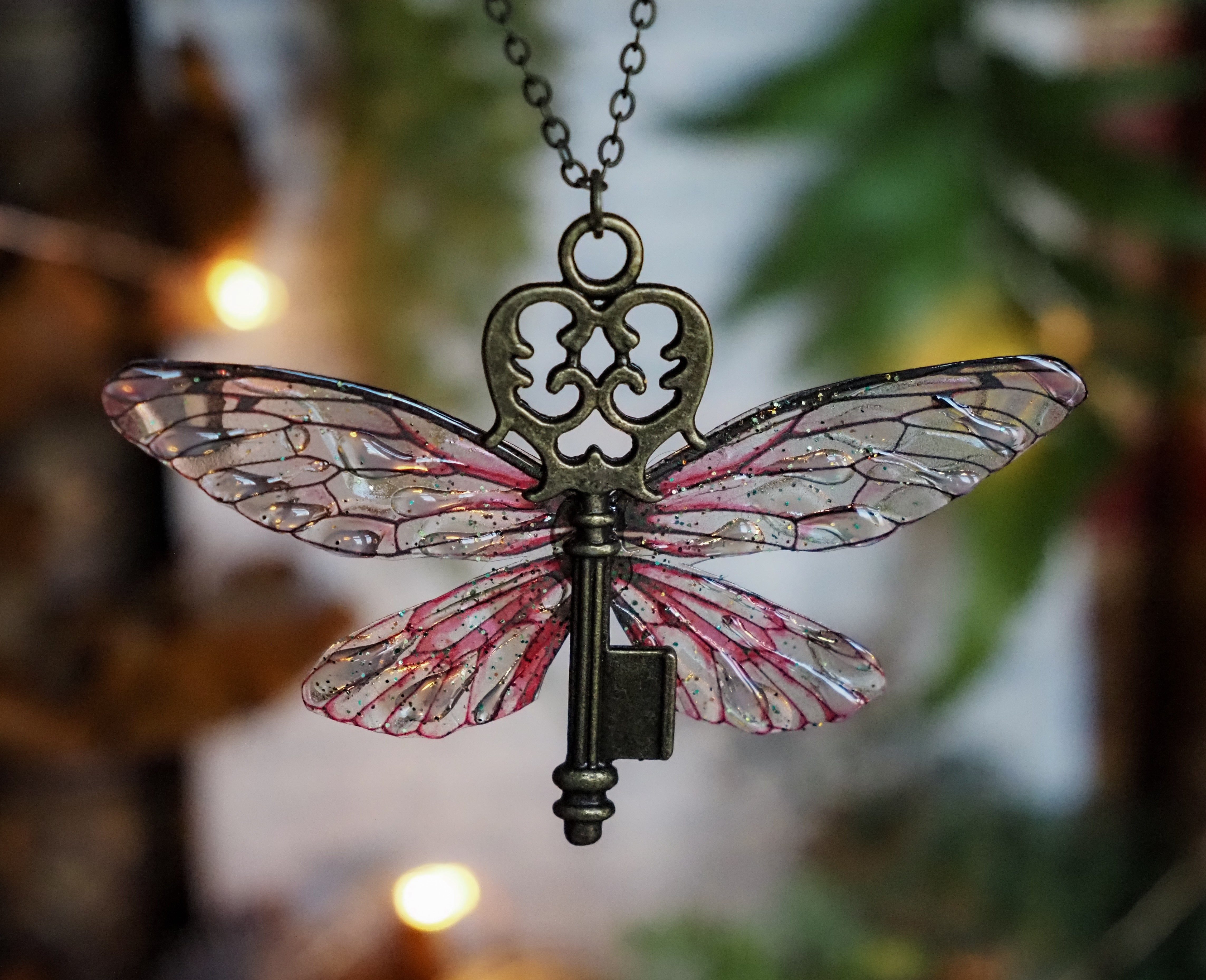 Flying key small - bronce, pink