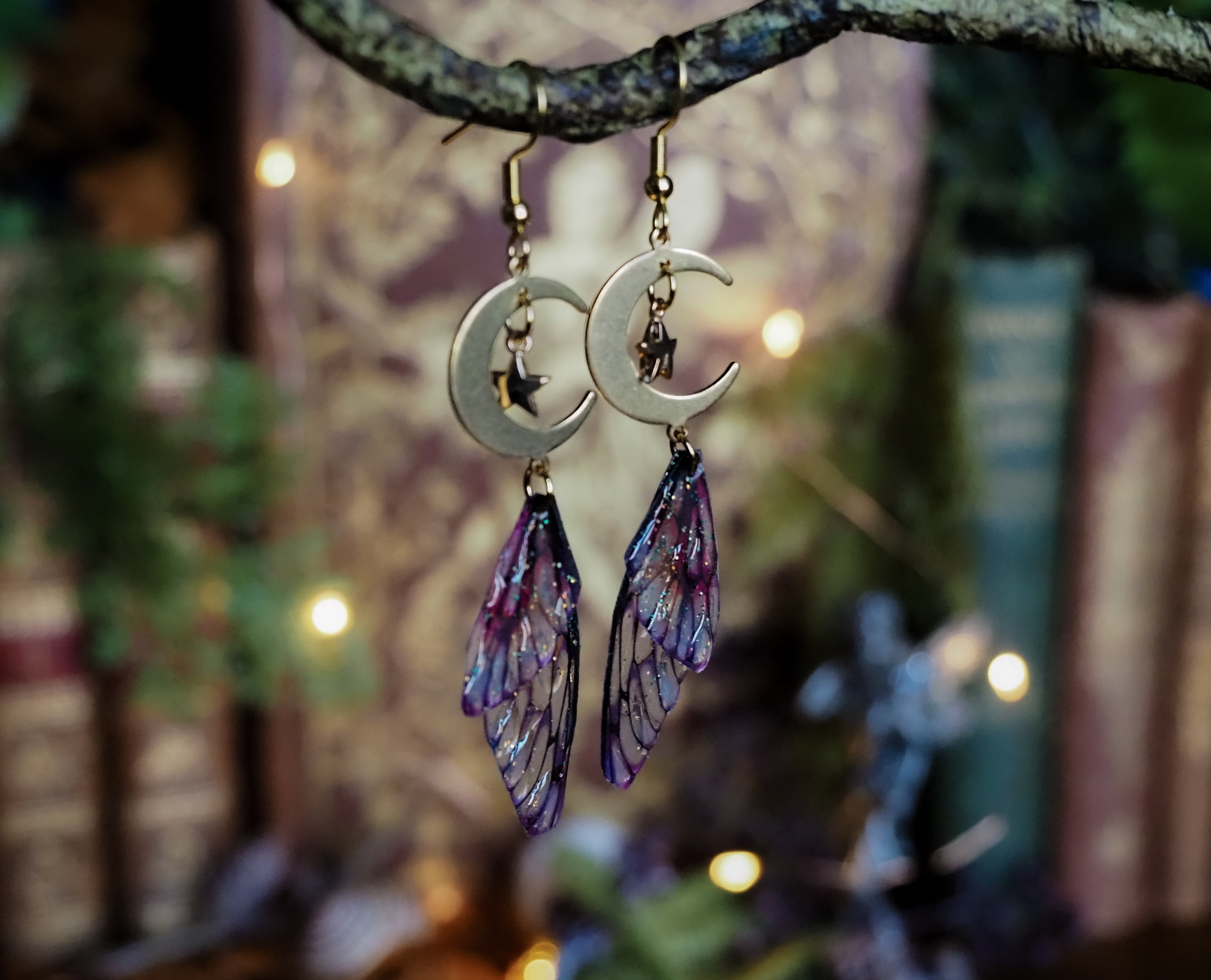 Moon Earrings - sunrise, gold, stars