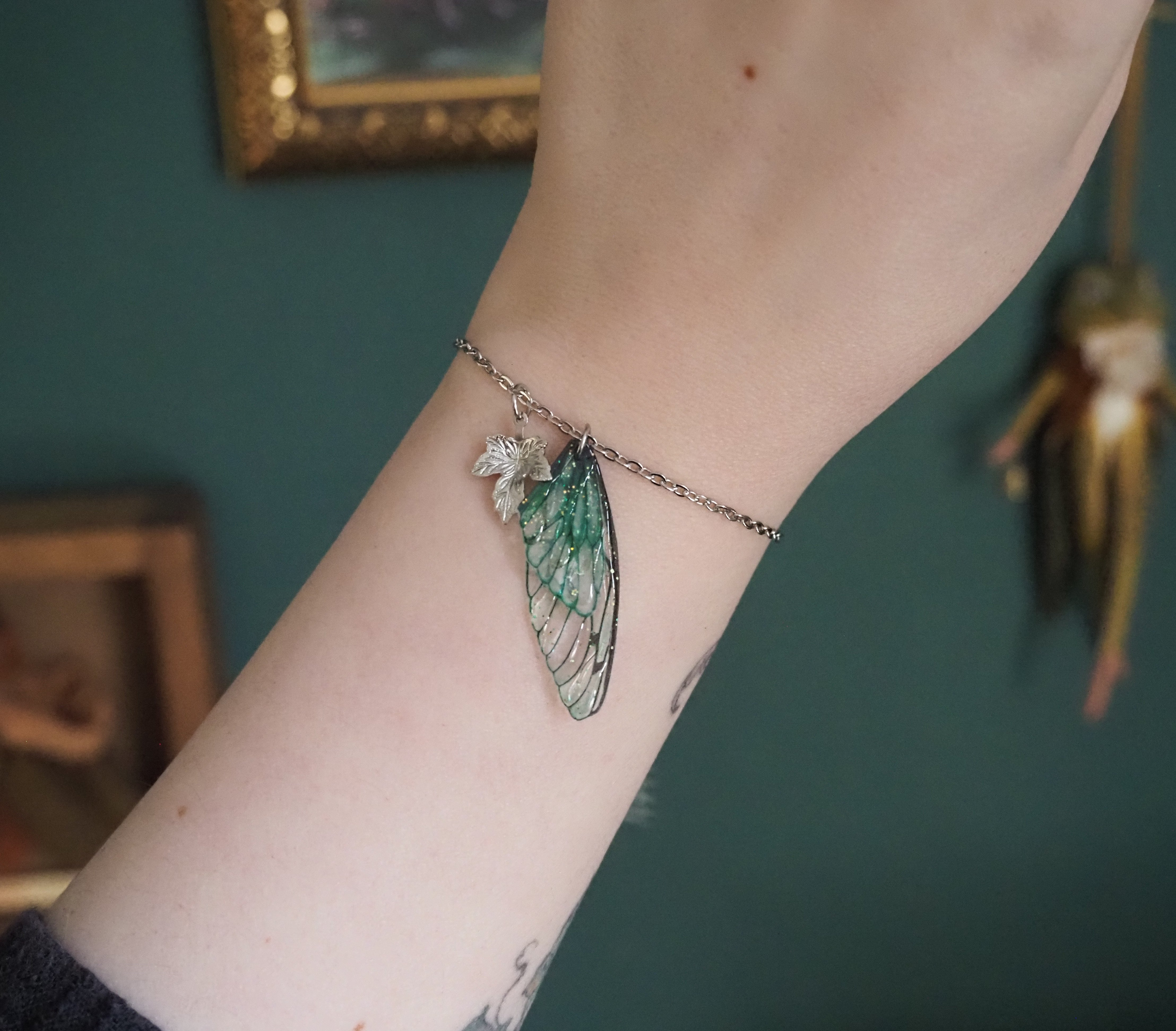 Bracelet - emerald, maple leaf